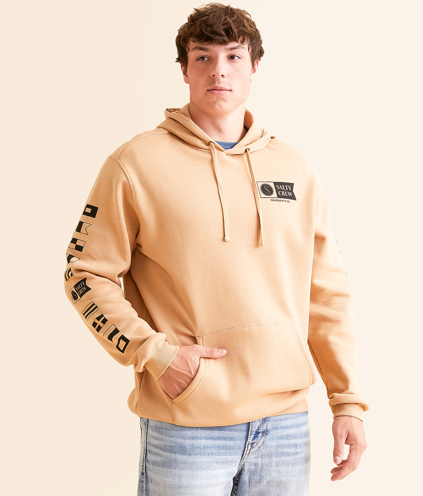 Salty Crew Alpha Hooded Sweatshirt - Men's Sweatshirts in Sandstone
