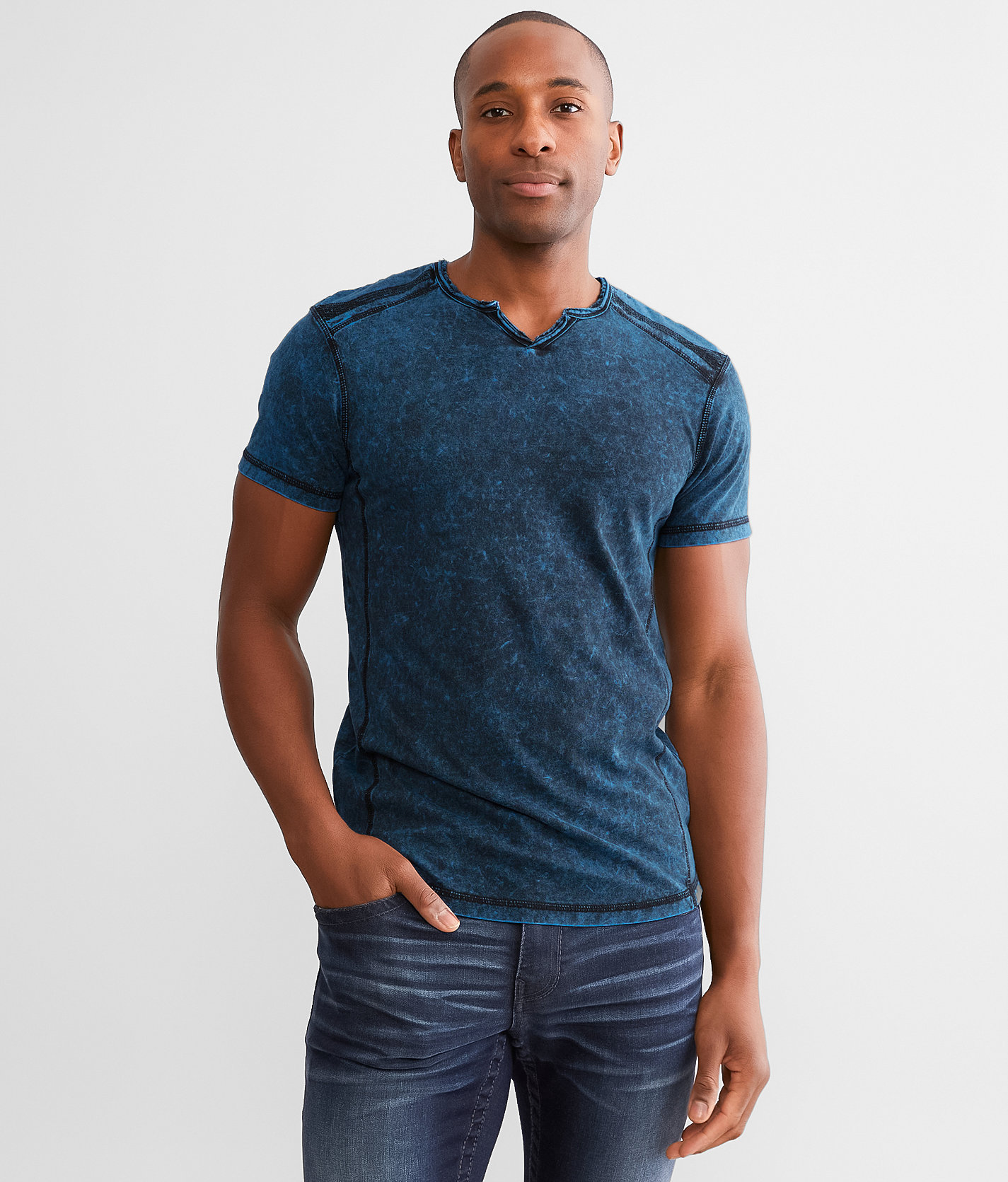 Buckle Black Acid Wash T-Shirt - Men's T-Shirts in Indigo Bunting
