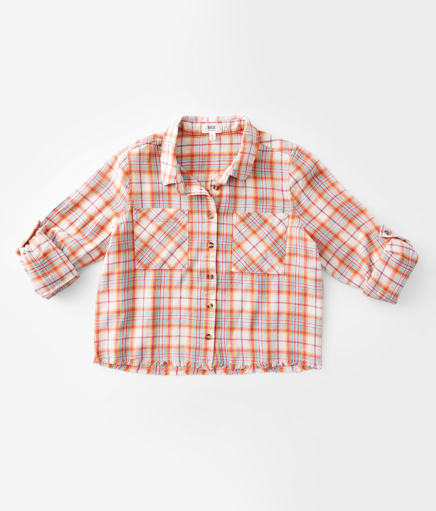 Girls - BKE Frayed Flannel Shirt - Girl's Shirts & Blouses in Red