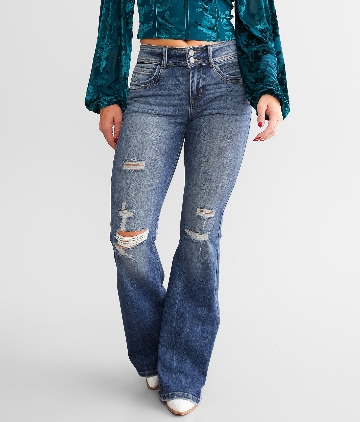 KanCan Signature Kurvy Mid-Rise Flare Stretch Jean - Women's Jeans in Mila