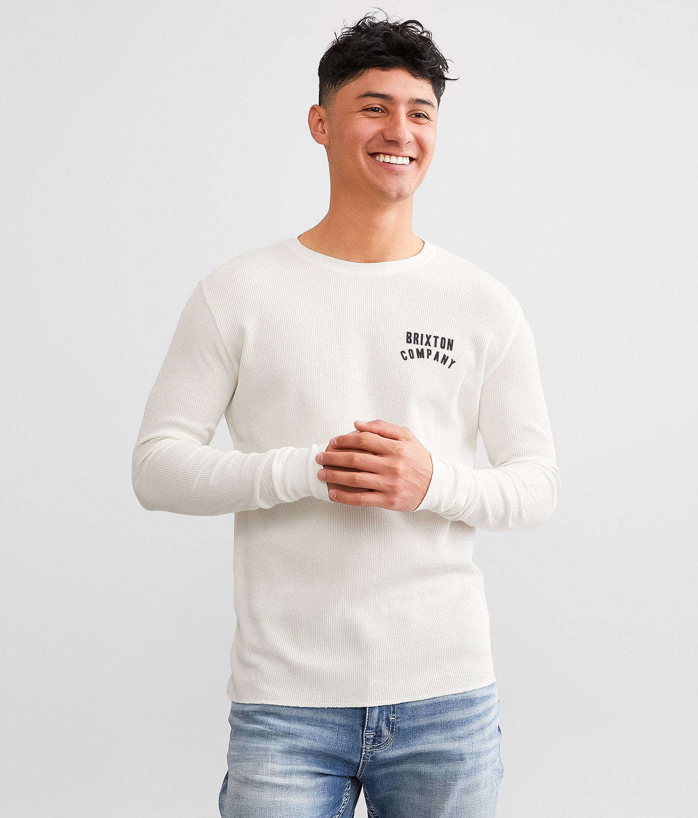 Brixton Woodburn Thermal - Men's T-Shirts in Off White