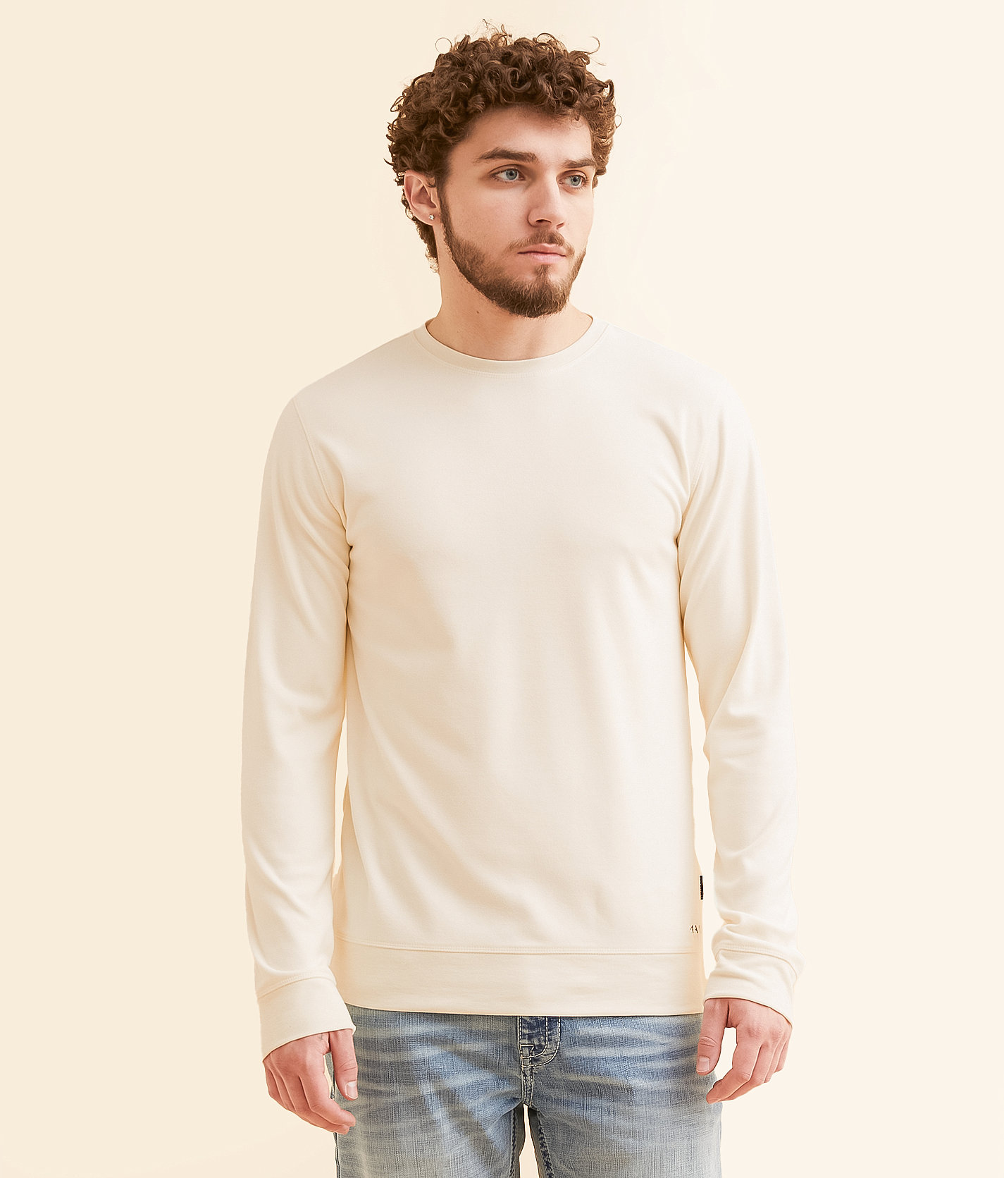 Maven Co-op Brushed Knit Pullover - Men's Sweatshirts in Cream