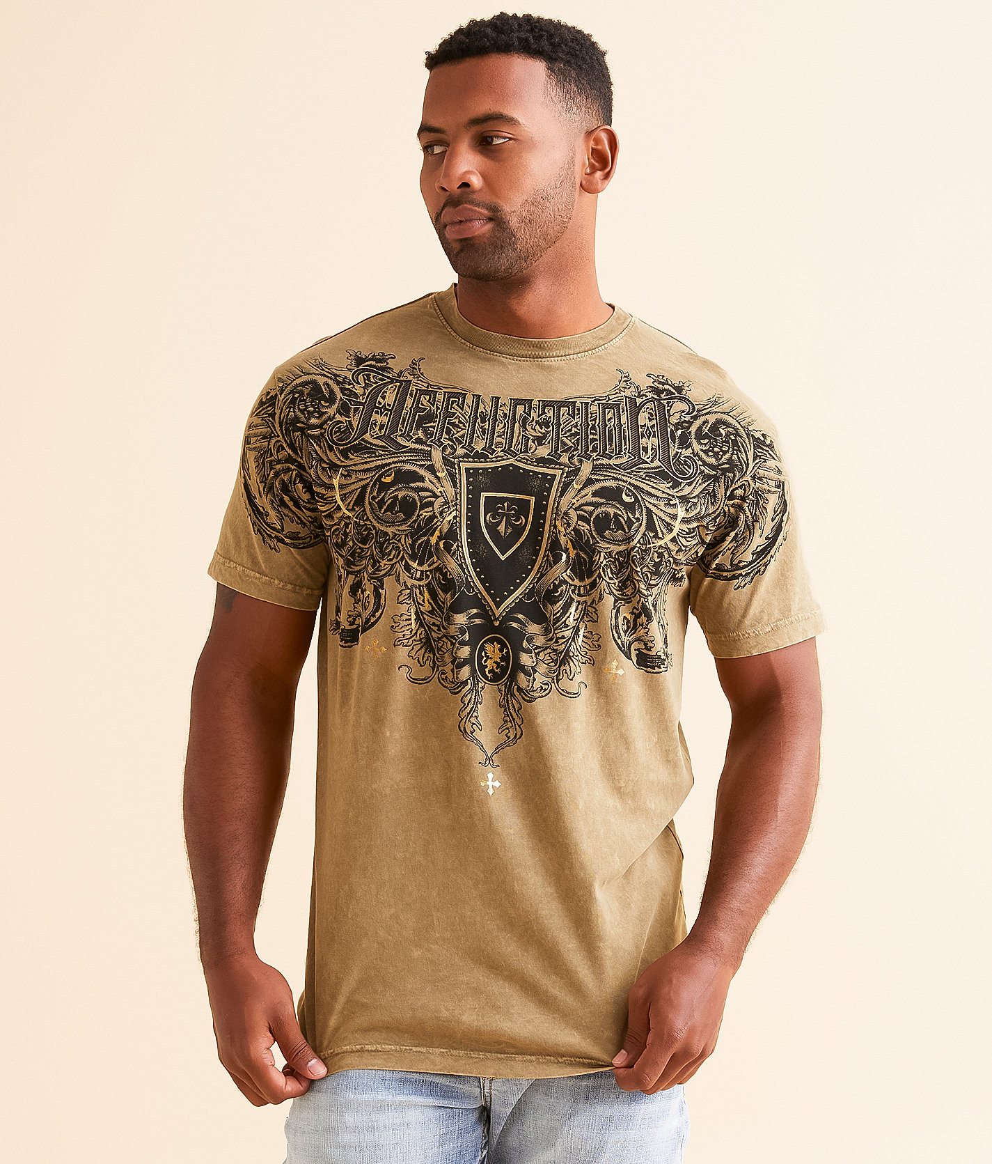 Affliction Evermonde T-Shirt - Men's T-Shirts in Timber Wolf Lava Wash
