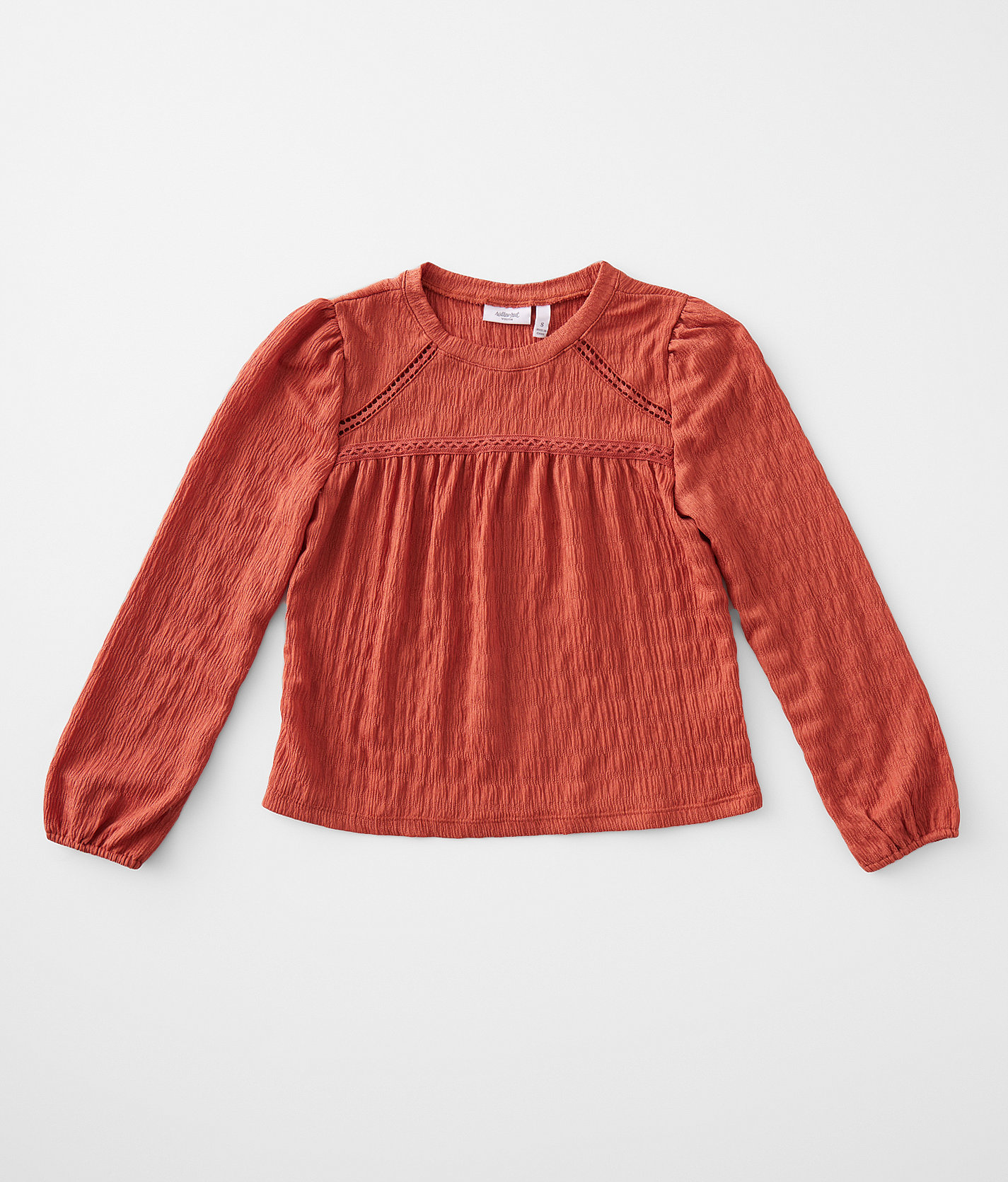 Girls - Willow & Root Crinkle Knit Top - Girl's Shirts & Blouses in Estruscan Red