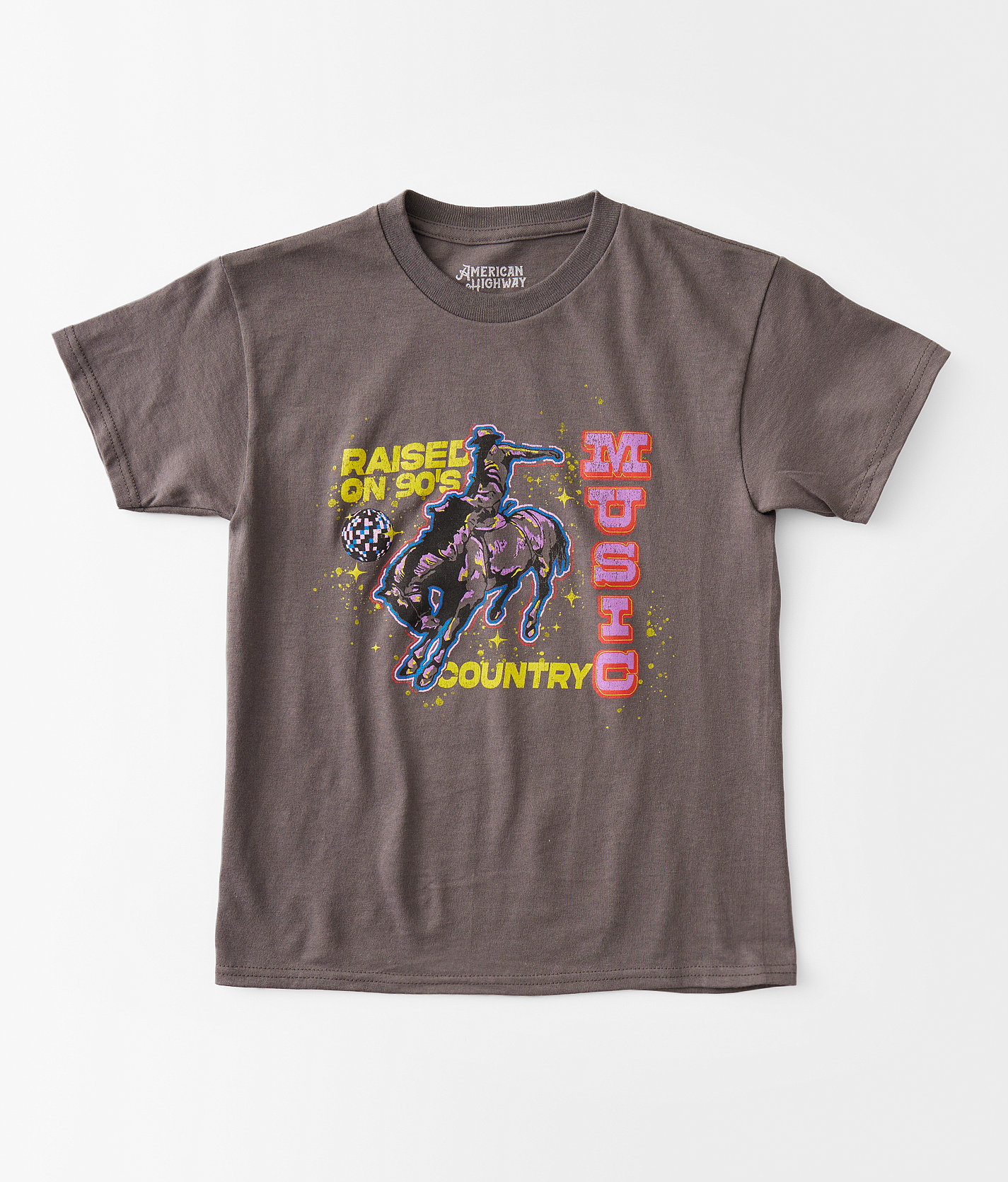 Girls - American Highway Raised On 90's Country T-Shirt - Girl's T-Shirts in Charcoal