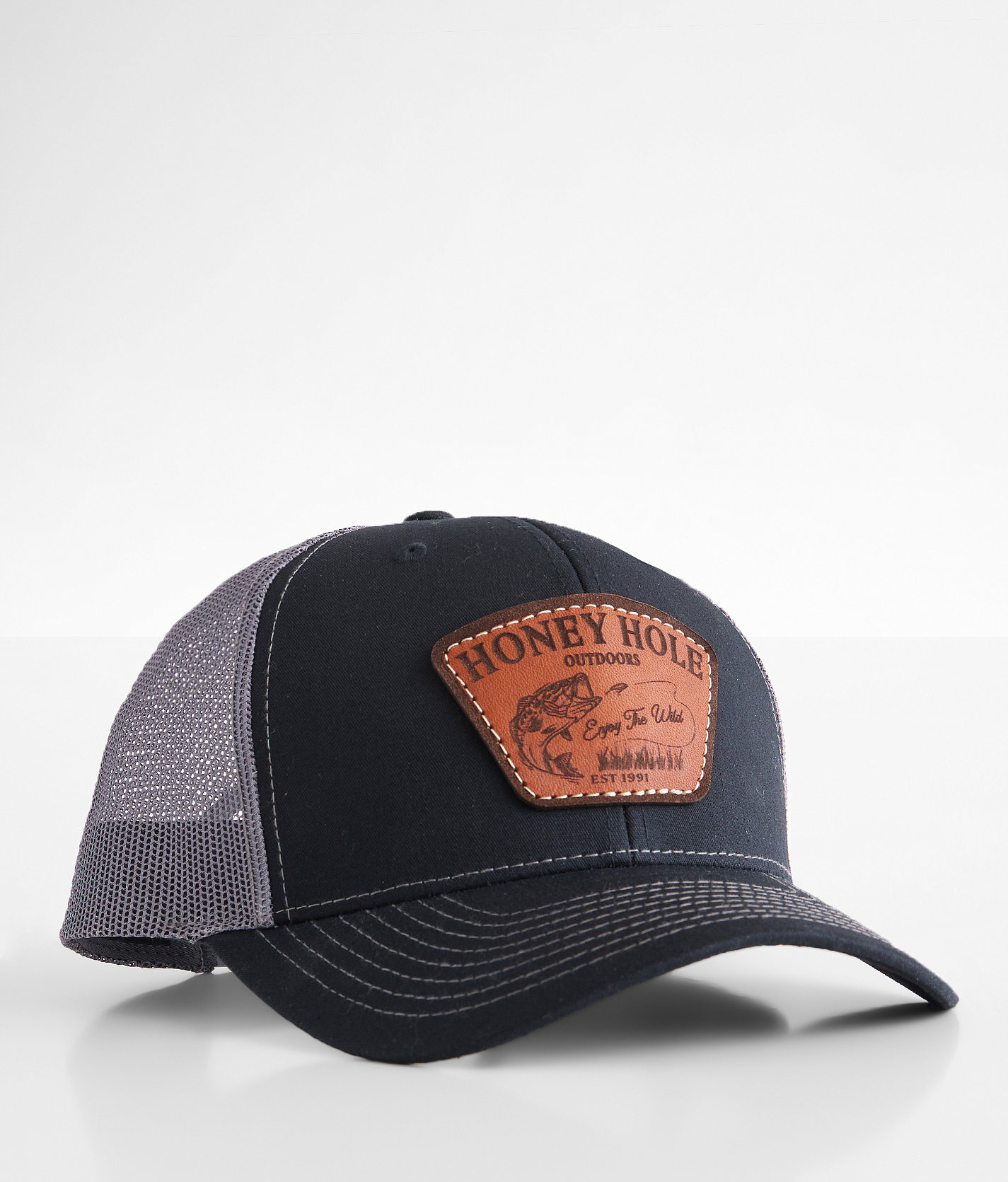 Honey Hole® Bass Bite Trucker Hat - Men's Hats in Black