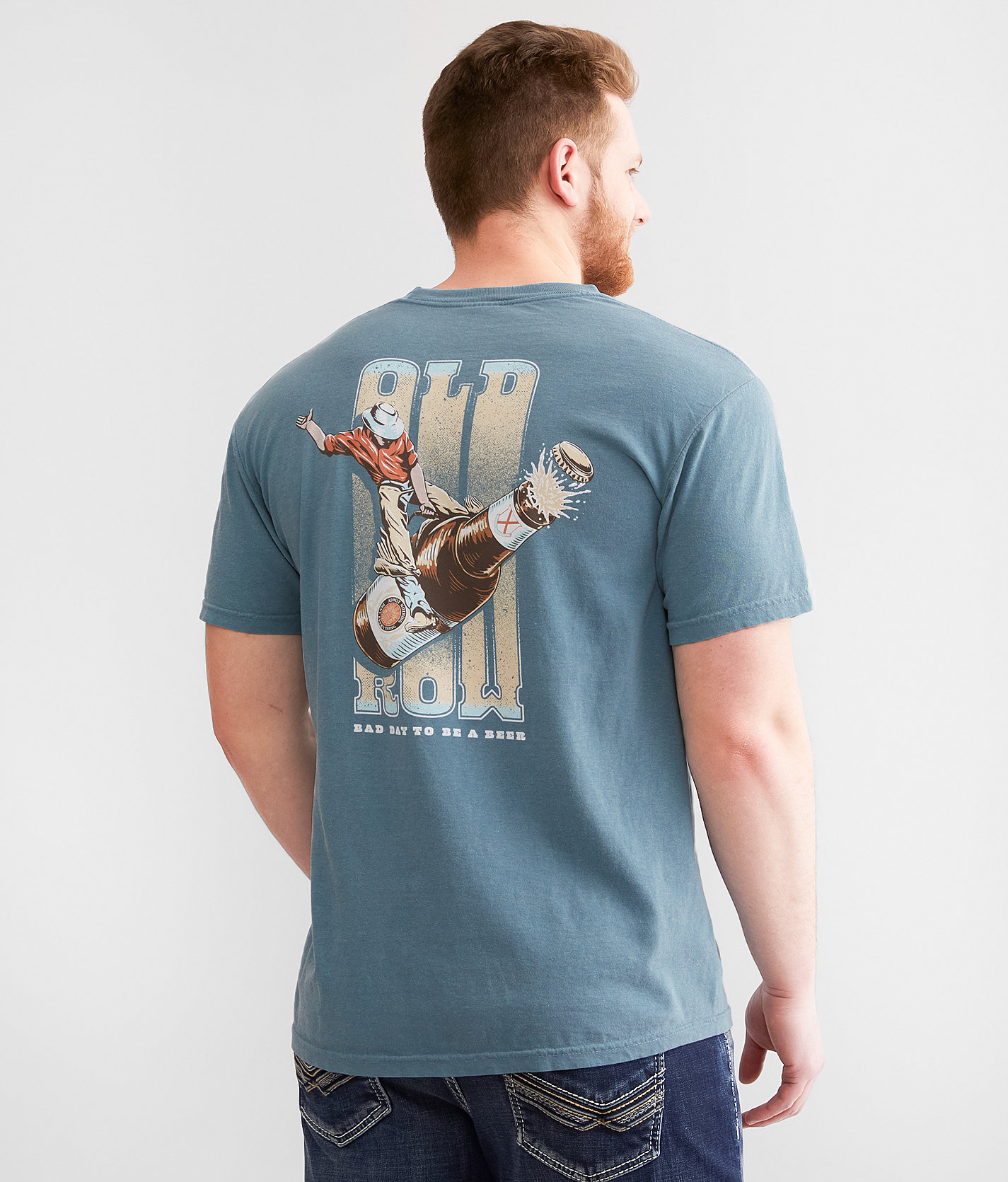 Old Row Bad Day To Be A Beer Bronco T-Shirt - Men's T-Shirts in Ice Blue
