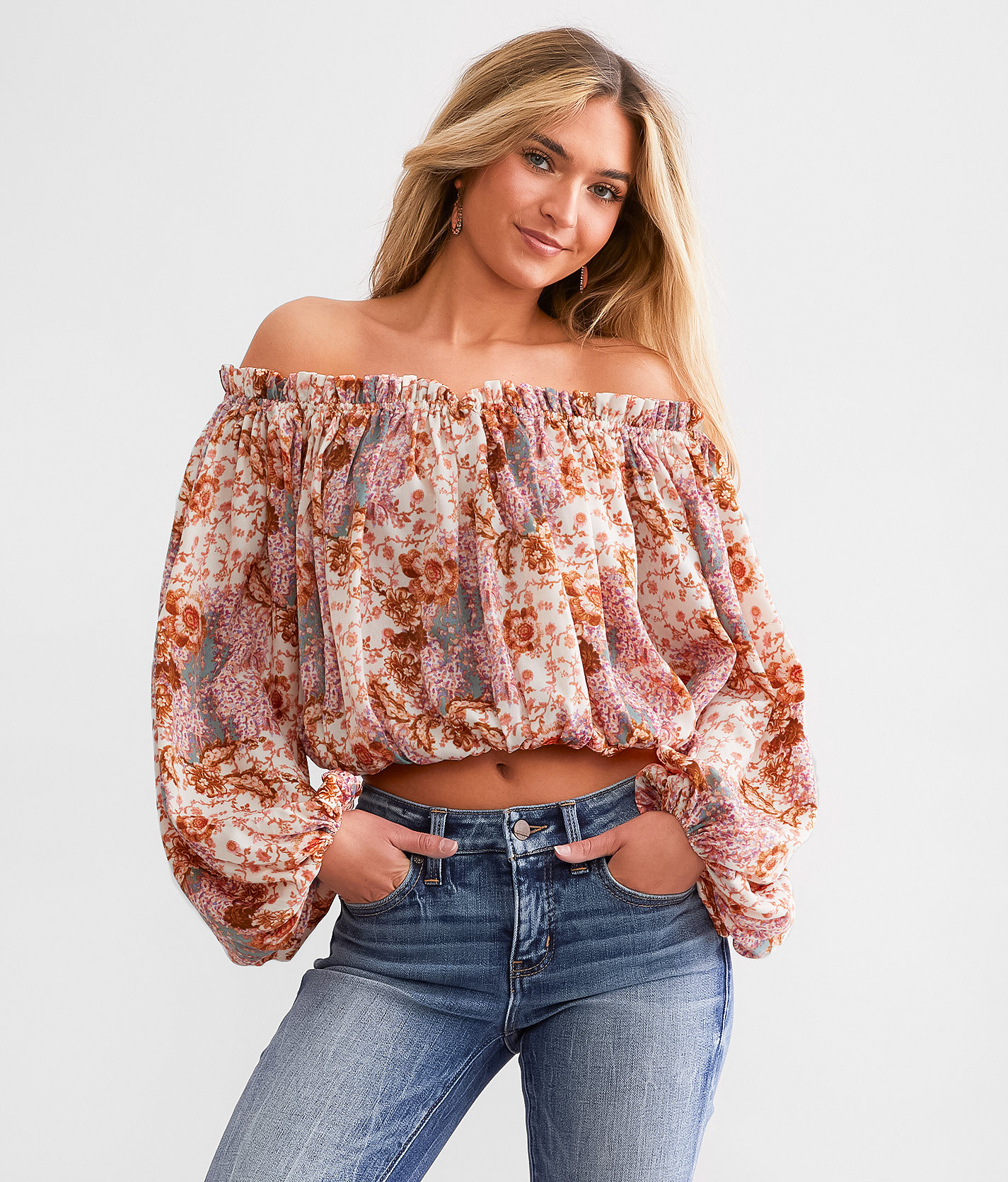 Willow & Root Floral Bubble Top - Women's Shirts & Blouses in Multi