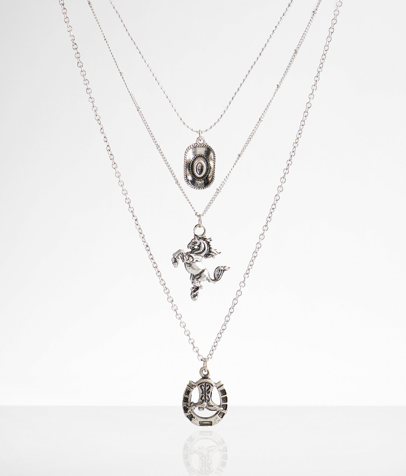 boutique by BKE Western Charm Tiered Necklace - Women's Jewelry in Silver