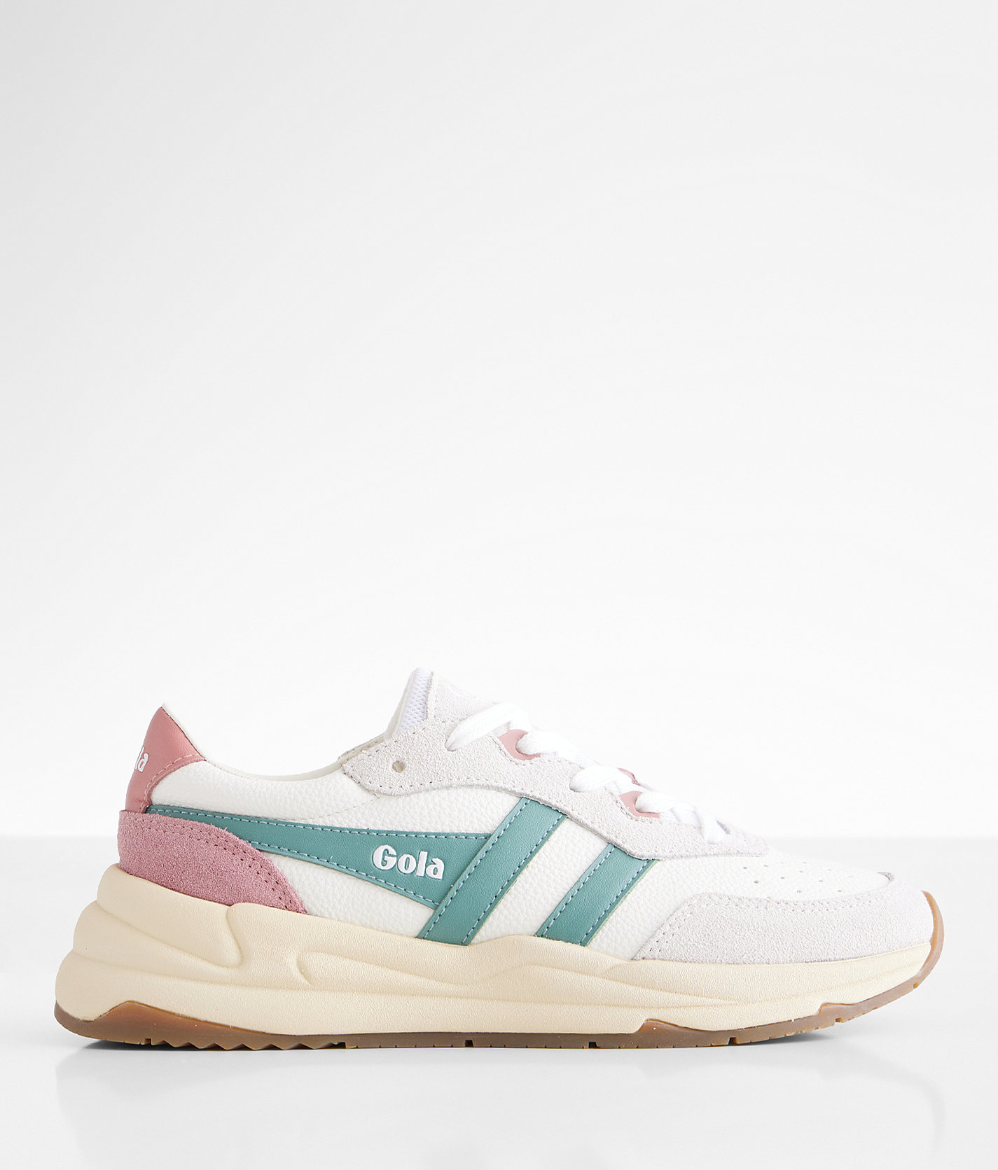 Gola® Saturn Leather Sneaker - Women's Shoes in White Green Mist Dusty
