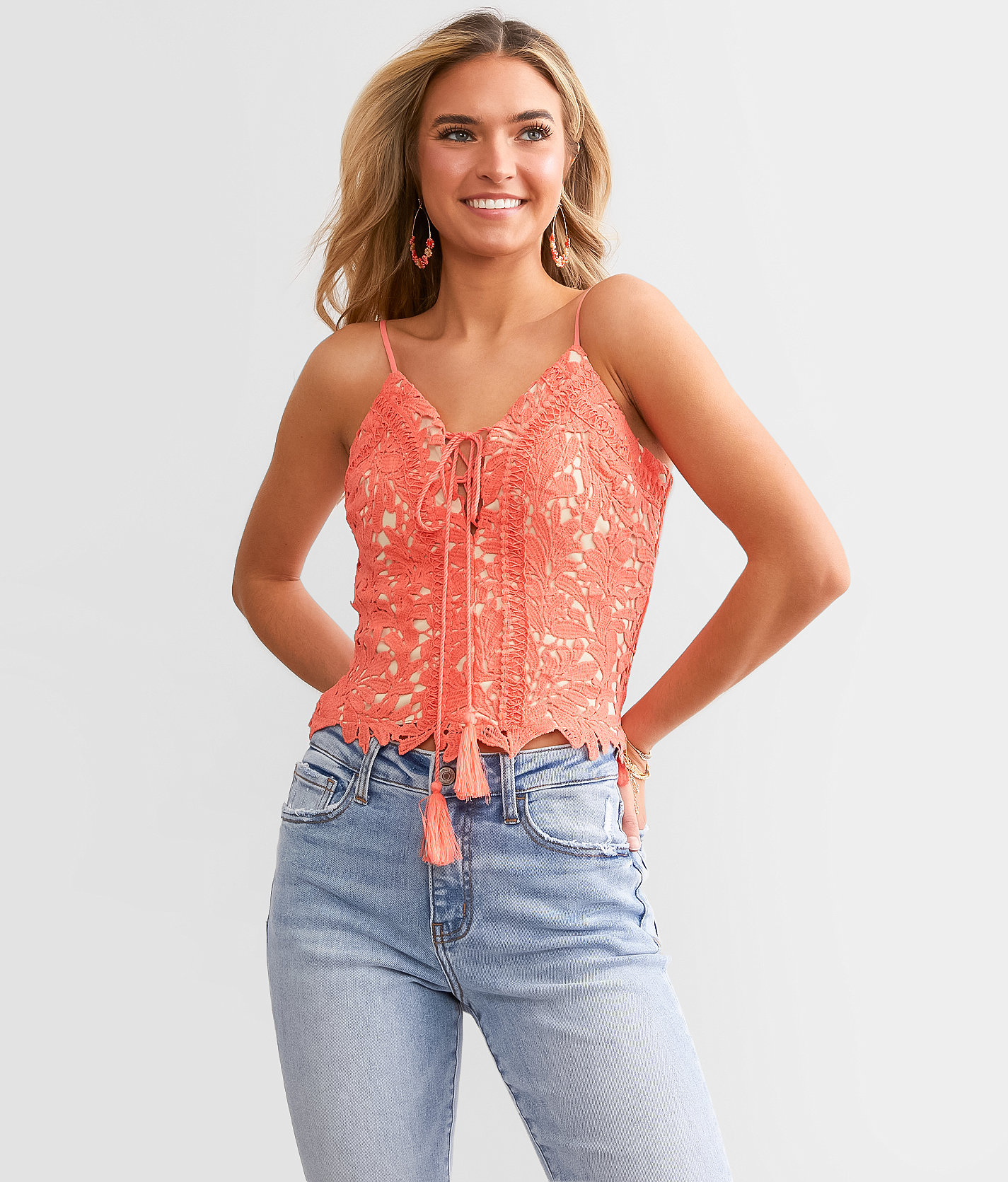 Willow & Root Lace-Up Crochet Tank Top - Women's Tank Tops in Dubarry