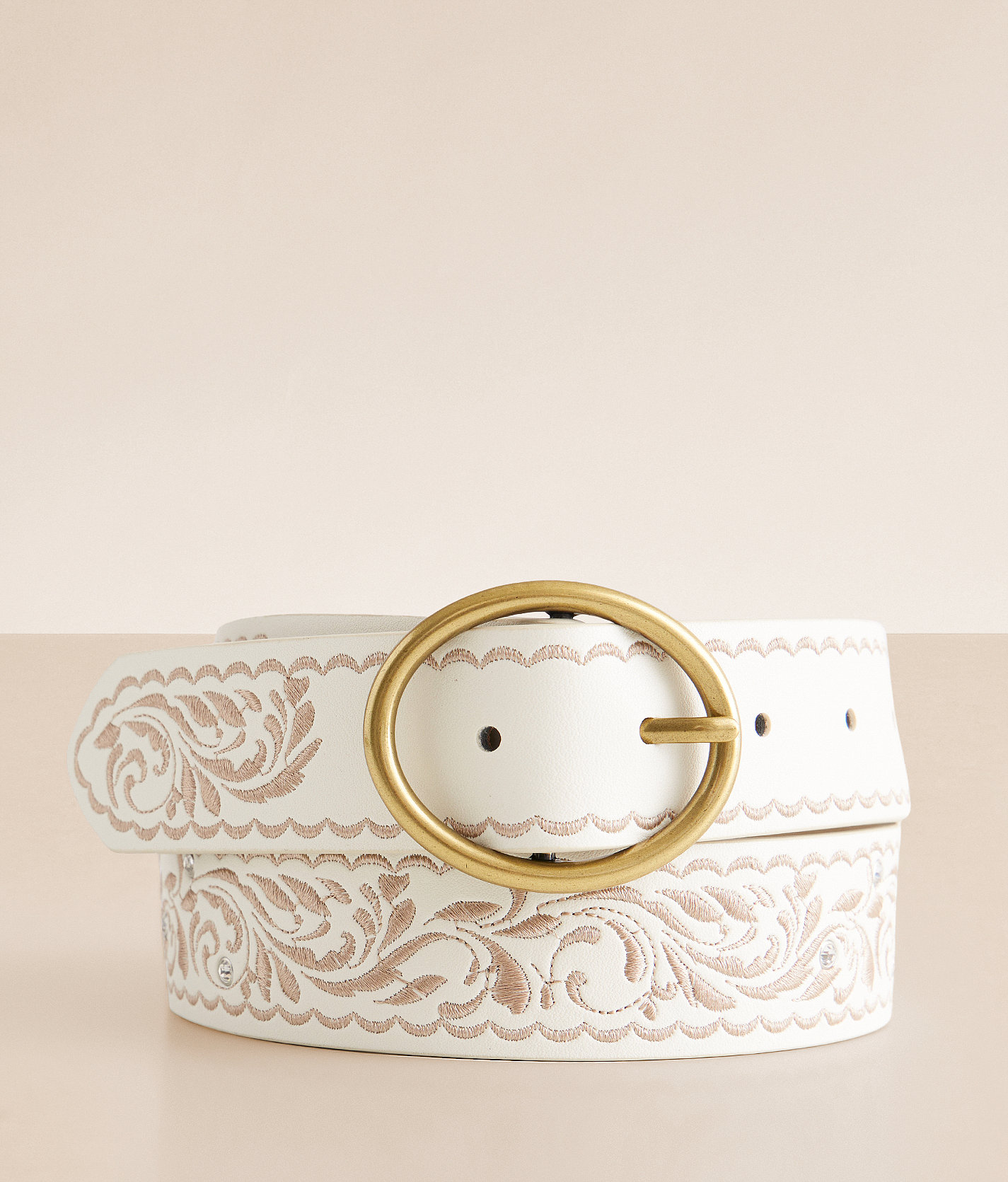 BKE Embroidered Glitz Belt - Women's Belts in Cream