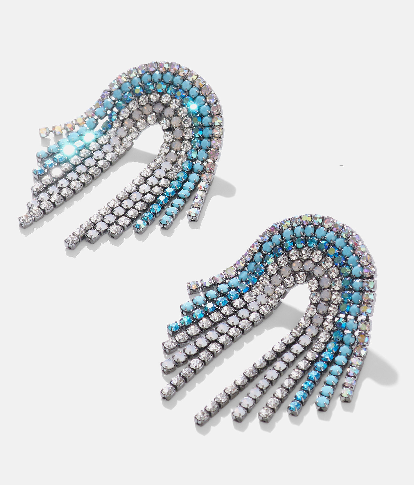 Feed Me Gems Mini Rainbow Fringe Earring - Women's Jewelry in Blue Multi Tone