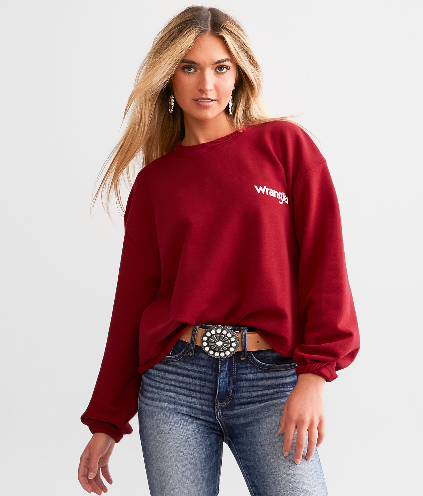 Wrangler® Good Times Rollin' Pullover - Women's Sweatshirts in Red