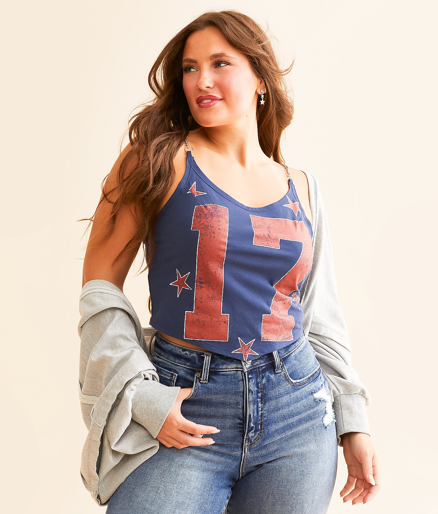 DH Apparel 17 Chain Strap Cropped Tank Top - Women's Tank Tops in Patriot Blue