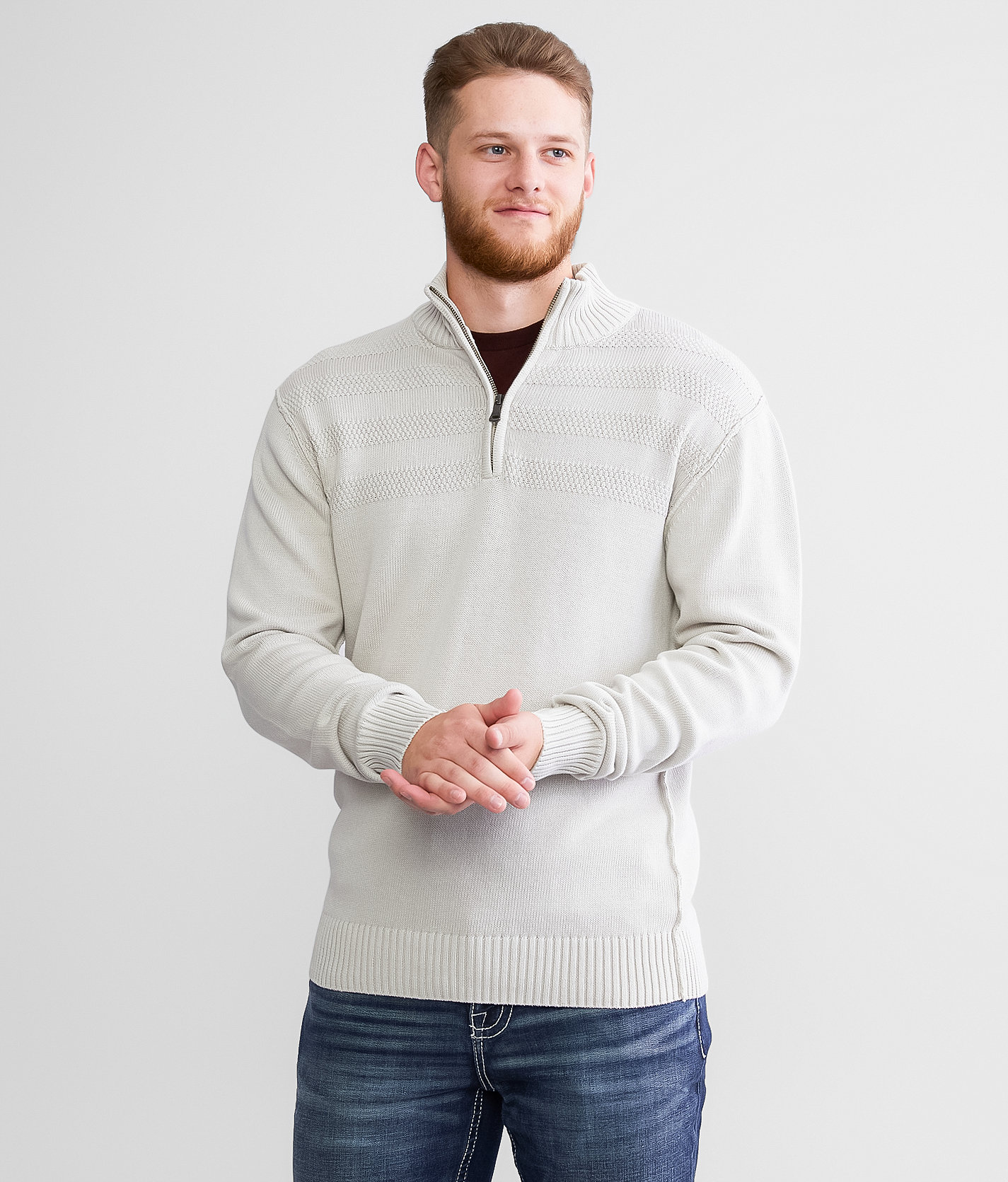 BKE Quarter Zip Sweater - Men's Sweaters in Glacier Gray