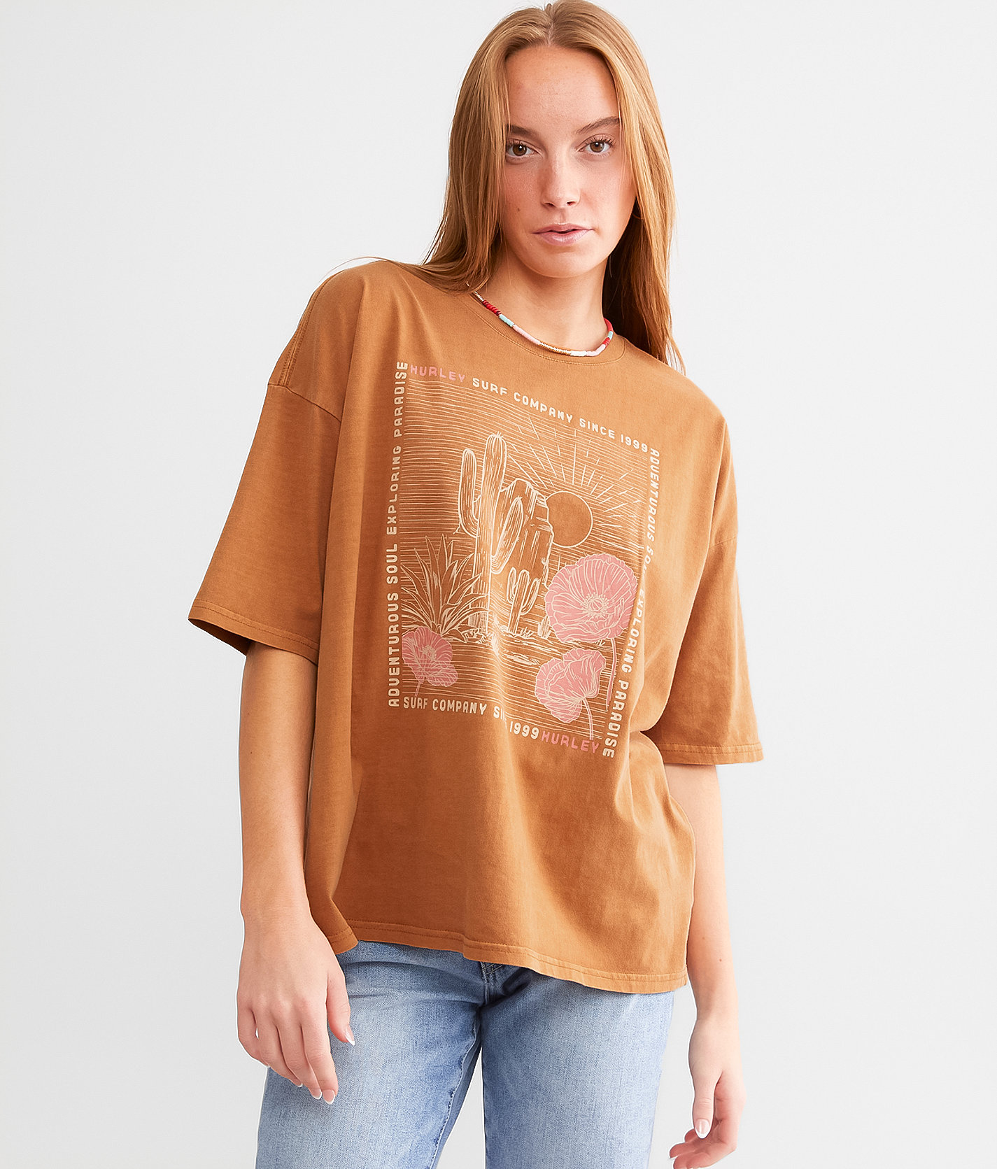 Hurley Explorers Club Boyfriend T-Shirt - Women's T-Shirts in Wild Ginger