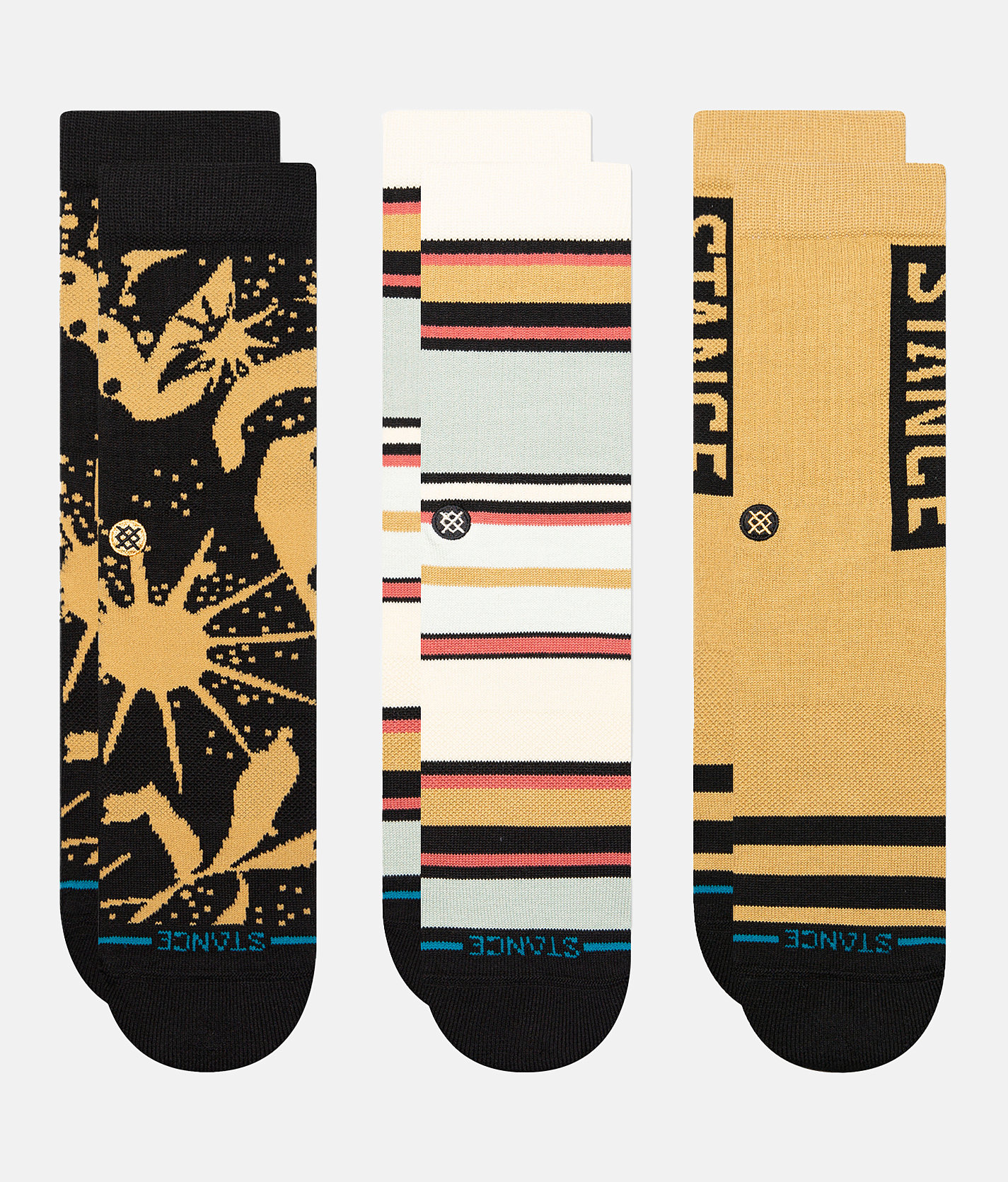 Stance 3 Pack Dunes Socks - Men's Socks in Black Brown