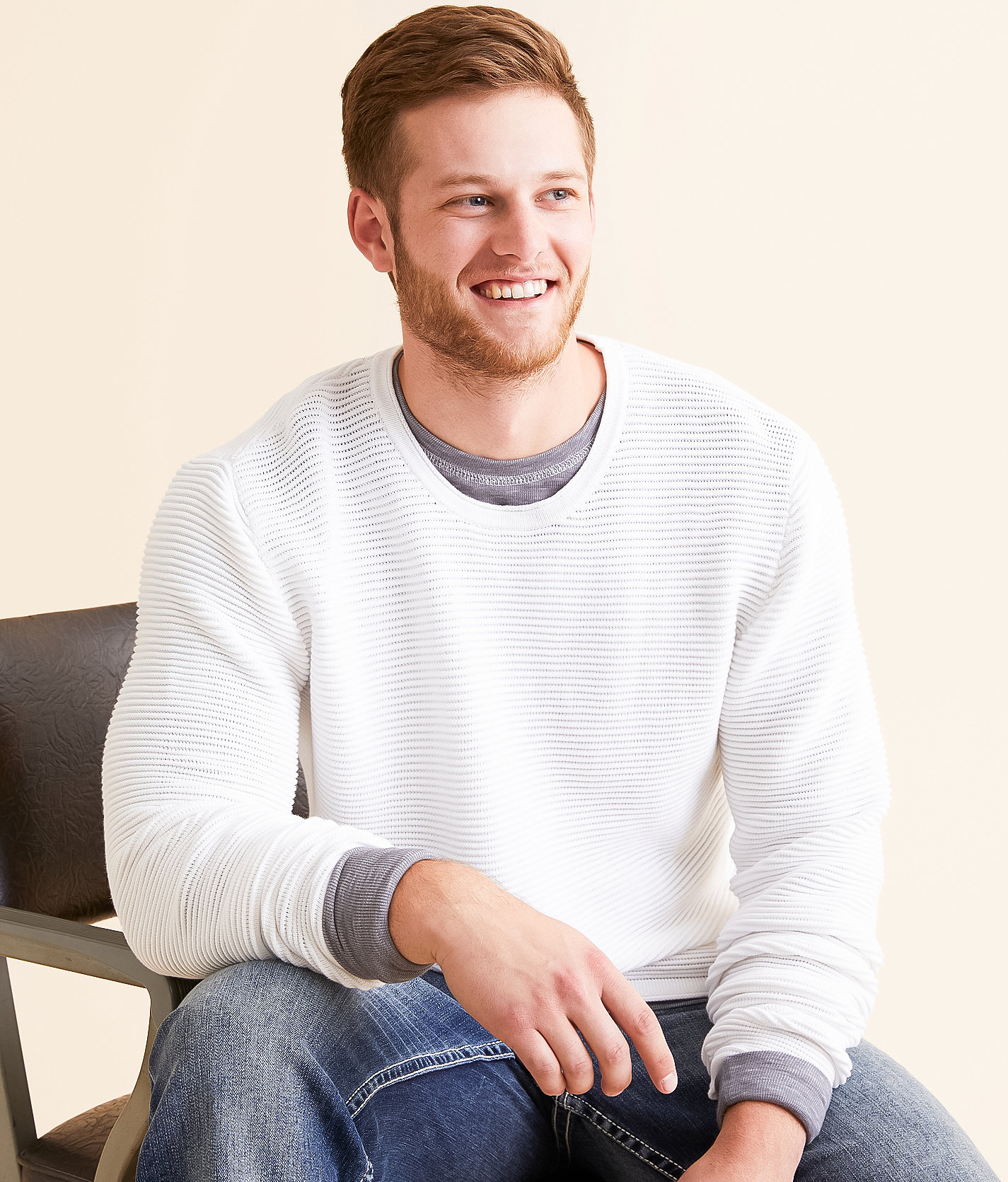 BKE Ribbed Knit Sweater - Men's Sweaters in White