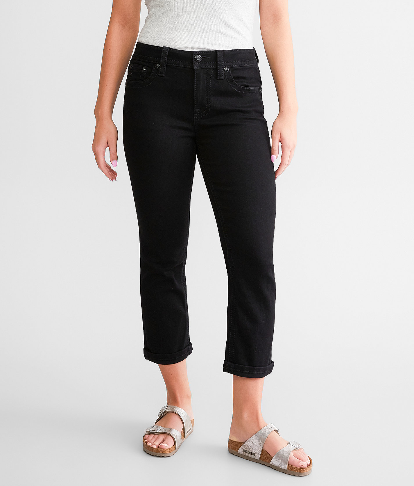 Miss Me Curvy Cuffed Stretch Capri Jean - Women's Jeans in B01