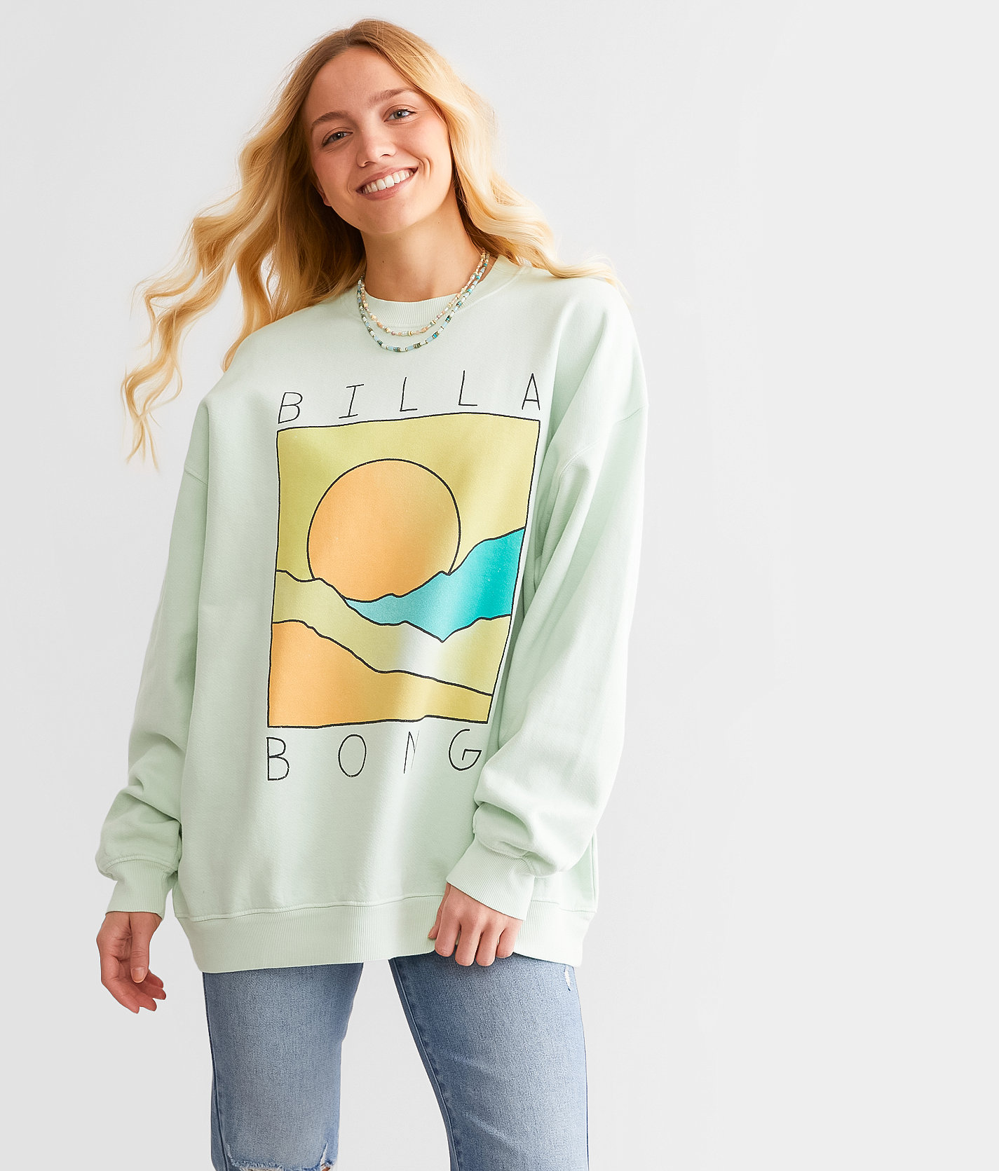 Billabong Ride In Oversized Pullover - Women's Sweatshirts in Sweet Mint