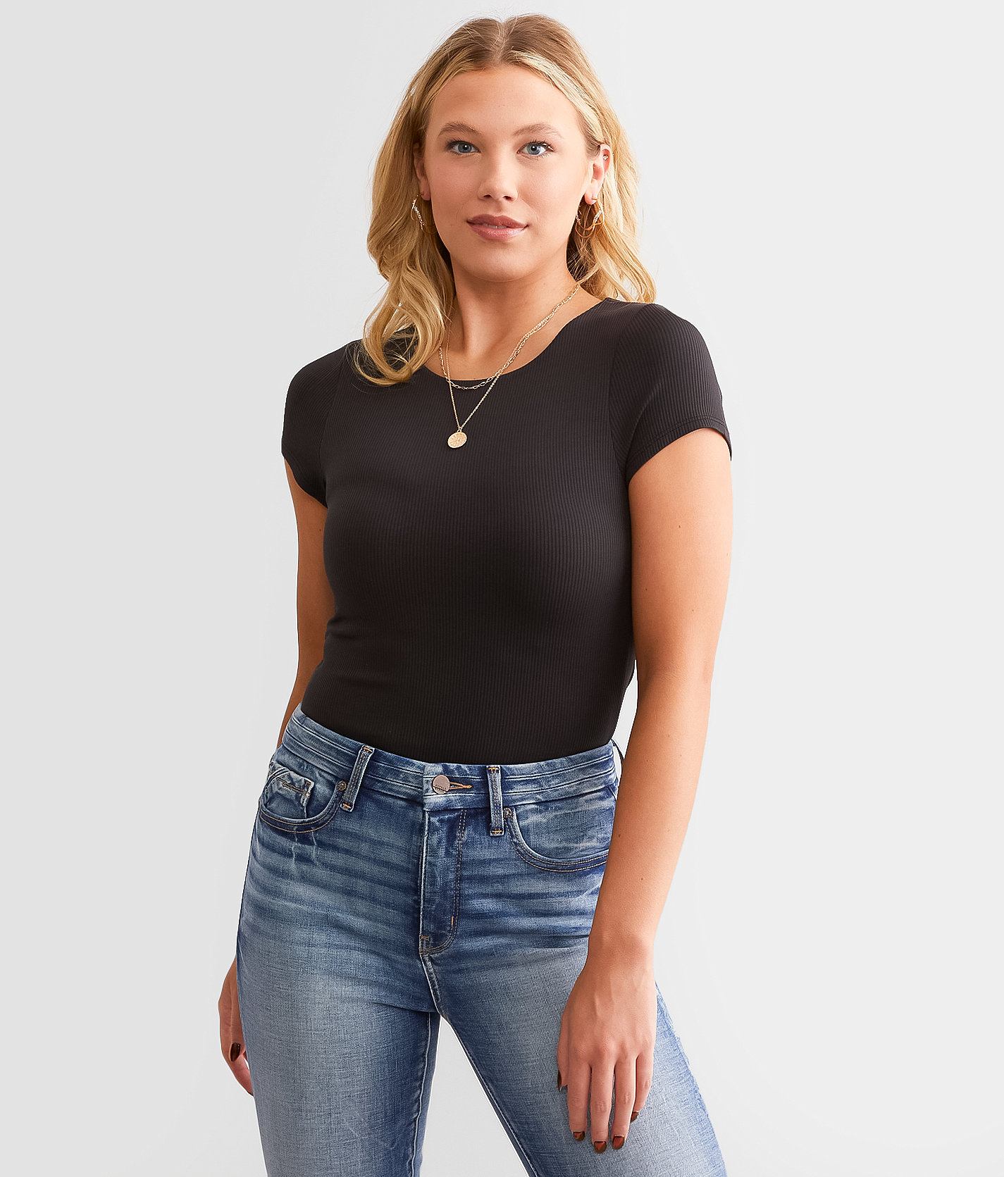 Buckle Black Shaping & Smoothing Ribbed Top - Women's Shirts & Blouses in Black