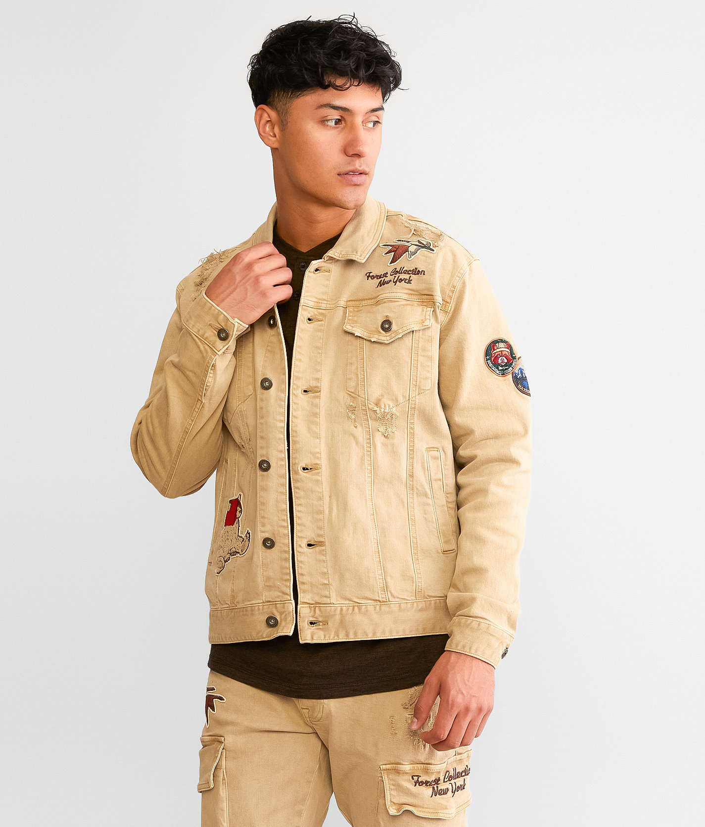 Smoke Rise® Easy Denim Stretch Jacket - Men's Coats & Jackets in Khaki