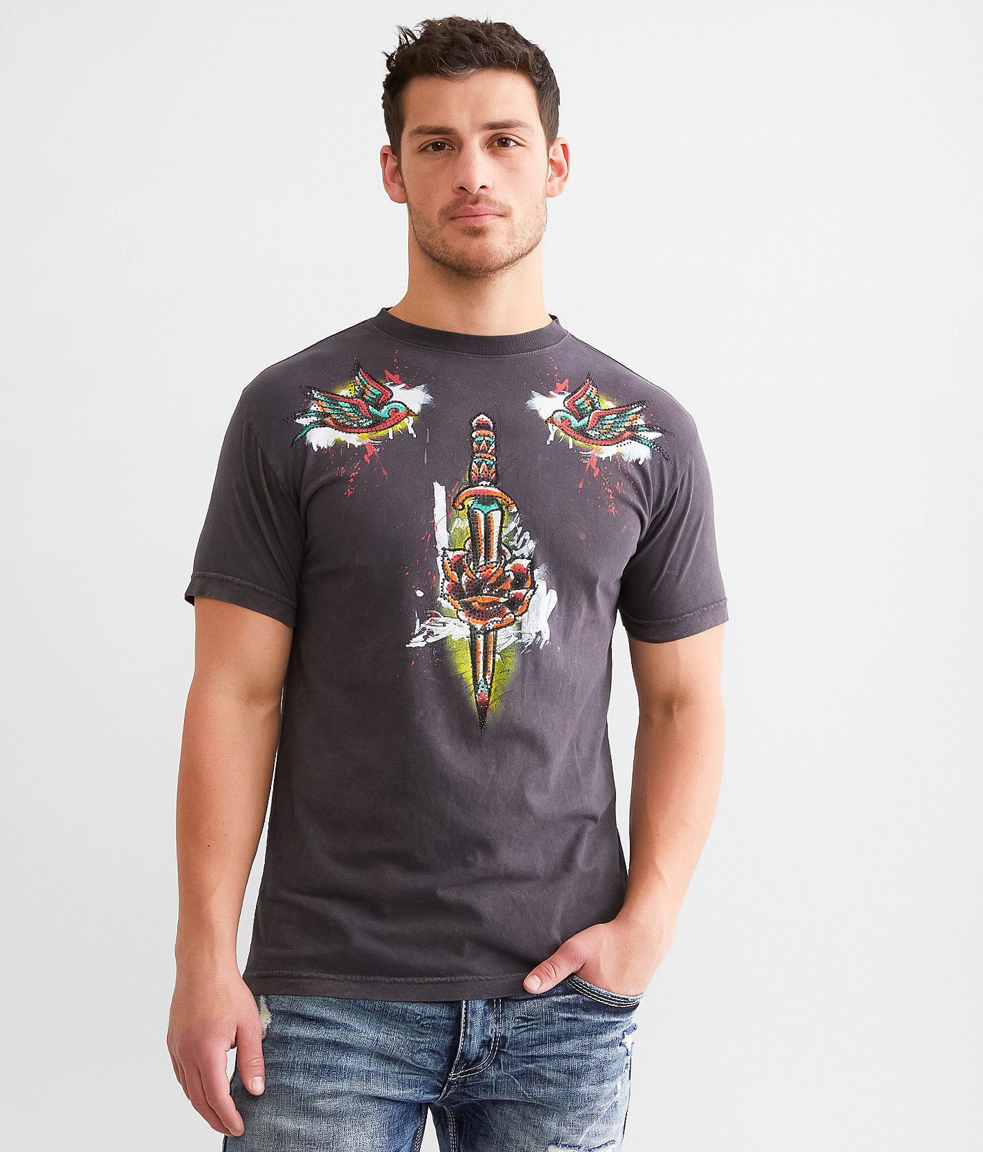 Affliction Dark Fear T-Shirt - Men's T-Shirts in Black Lava Wash