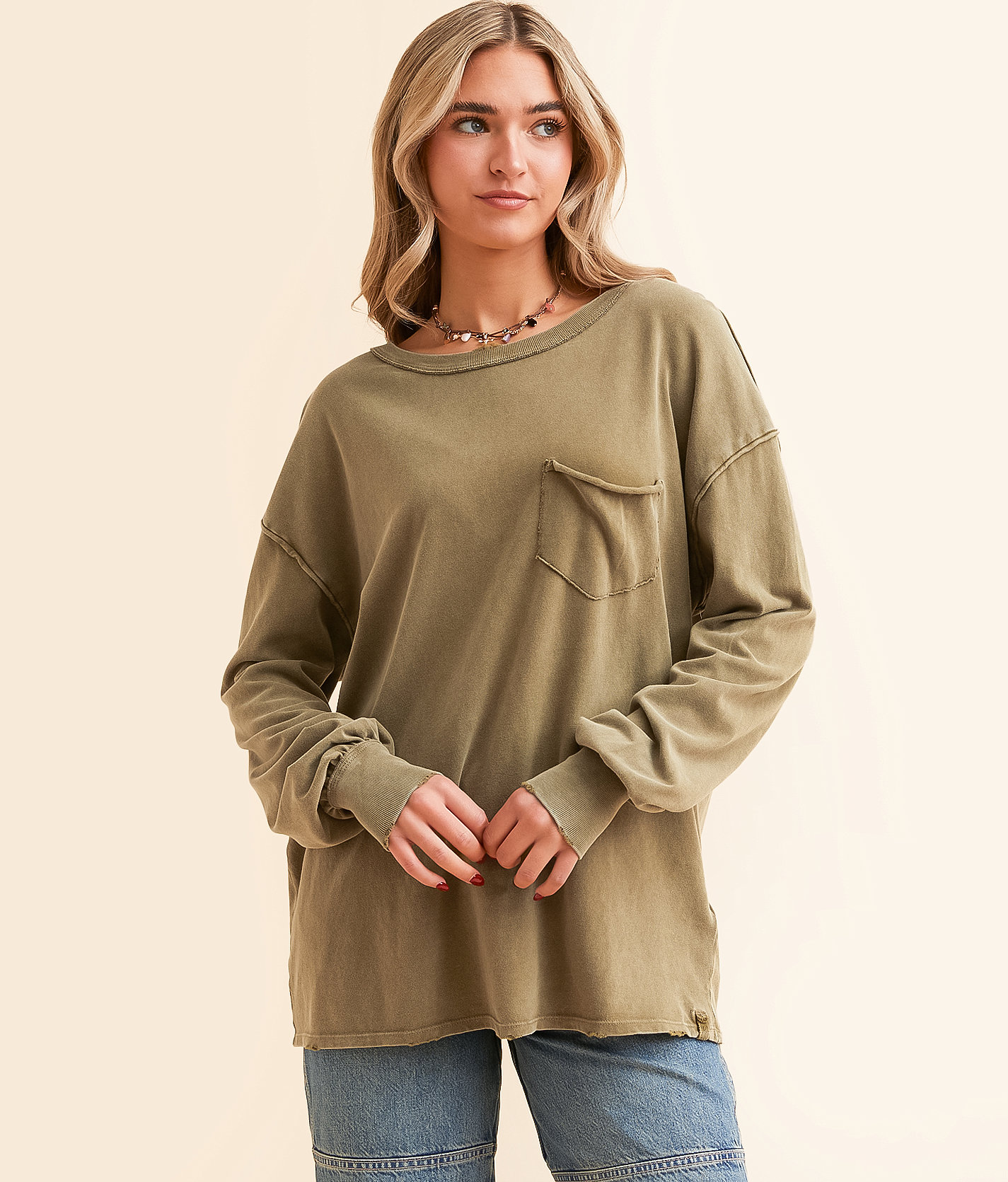 Free People Fade Into You T-Shirt - Women's T-Shirts in Military Olive