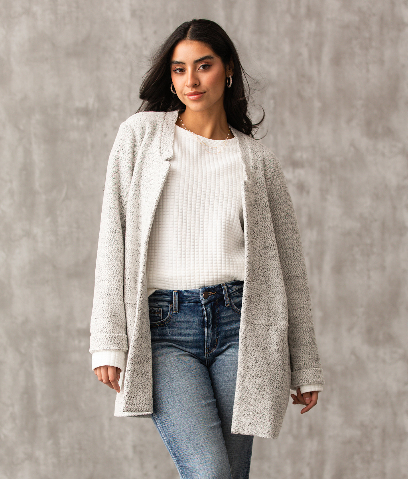 Buckle Black Marled Jacket - Women's Activewear in Grey