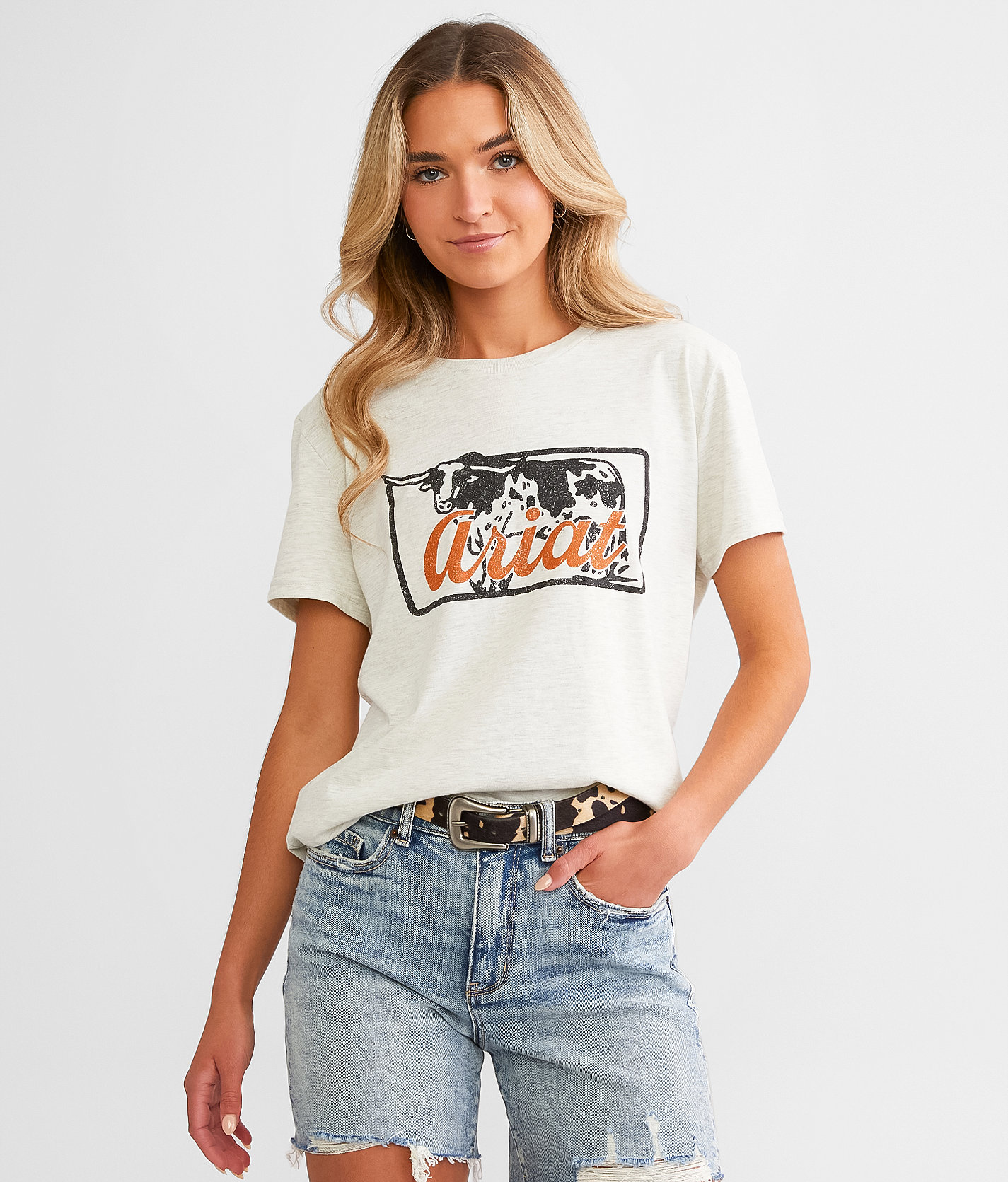 Ariat Steer Stamp T-Shirt - Women's T-Shirts in Oatmeal Heather