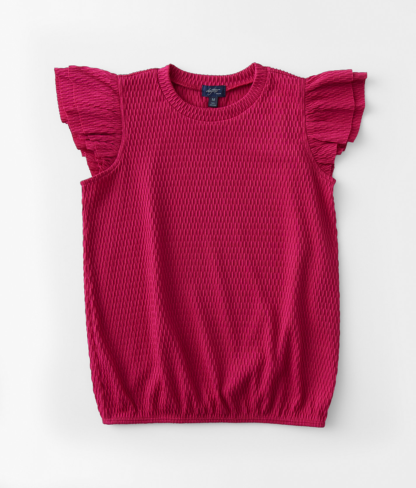 Girls - Daytrip Textured Ruffle Top - Girl's Shirts & Blouses in Magenta