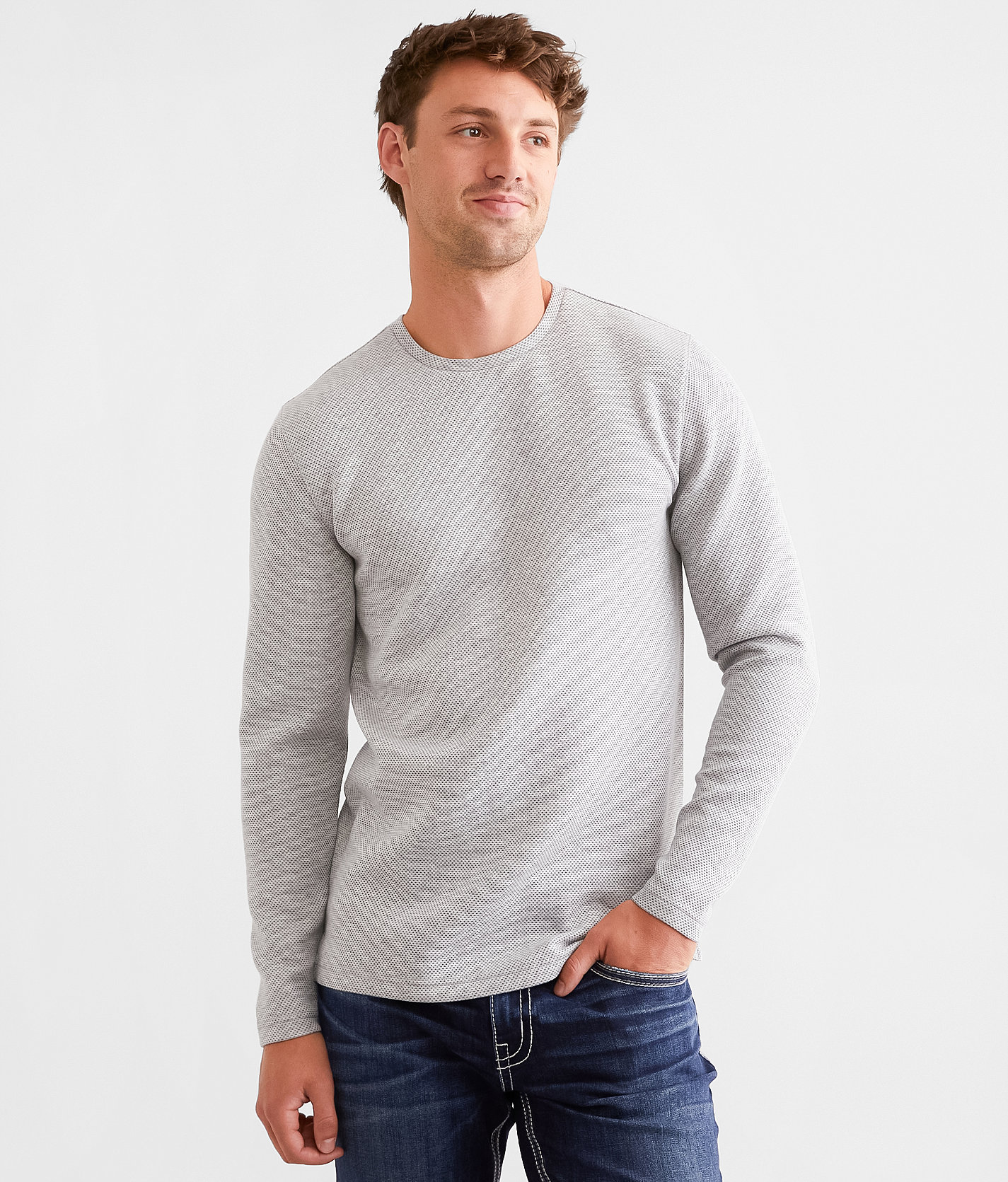 BKE Chaki Performance Pullover - Men's Sweatshirts in Grey Heather
