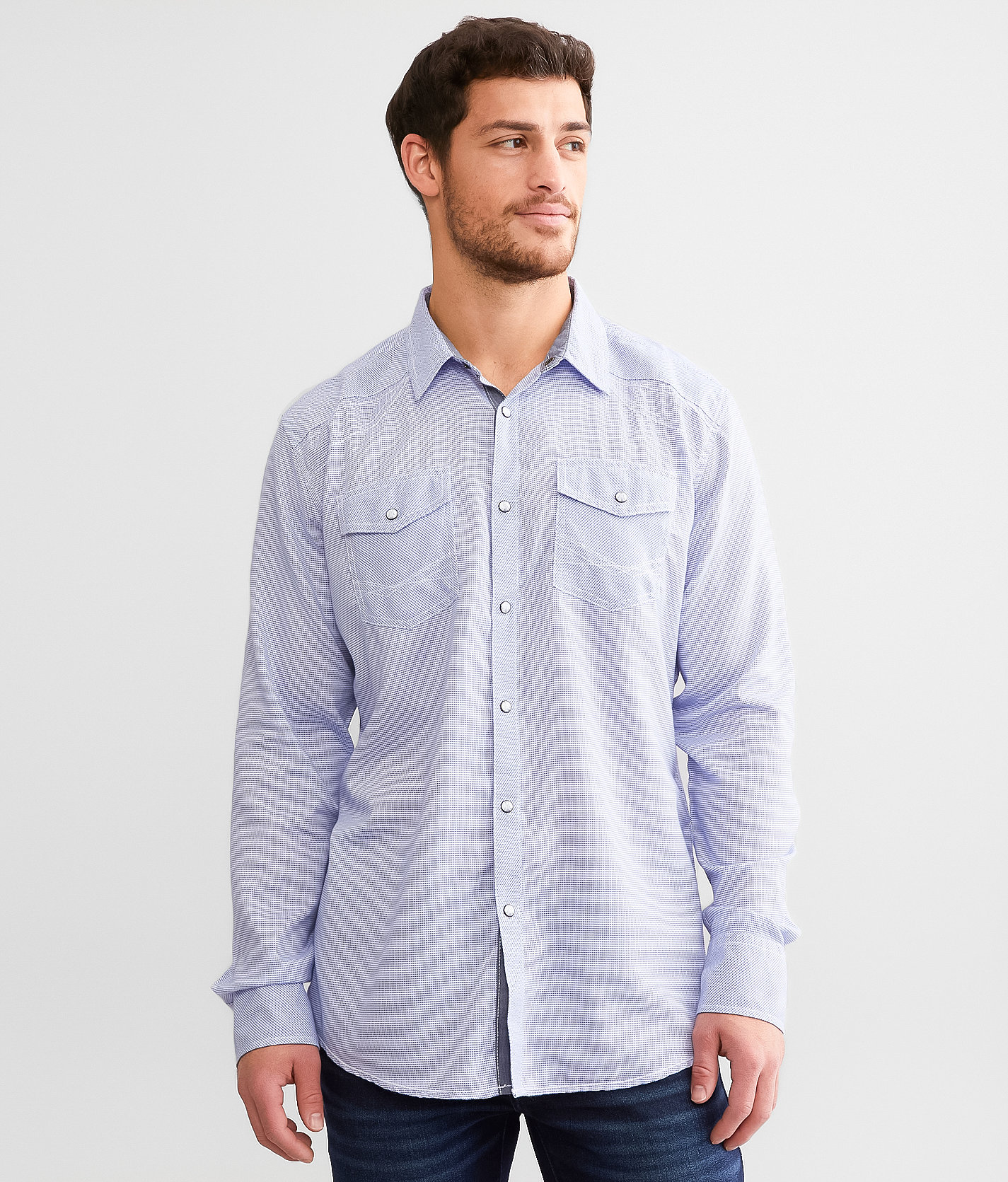 BKE Striped Athletic Shirt - Men's Shirts in White Blue