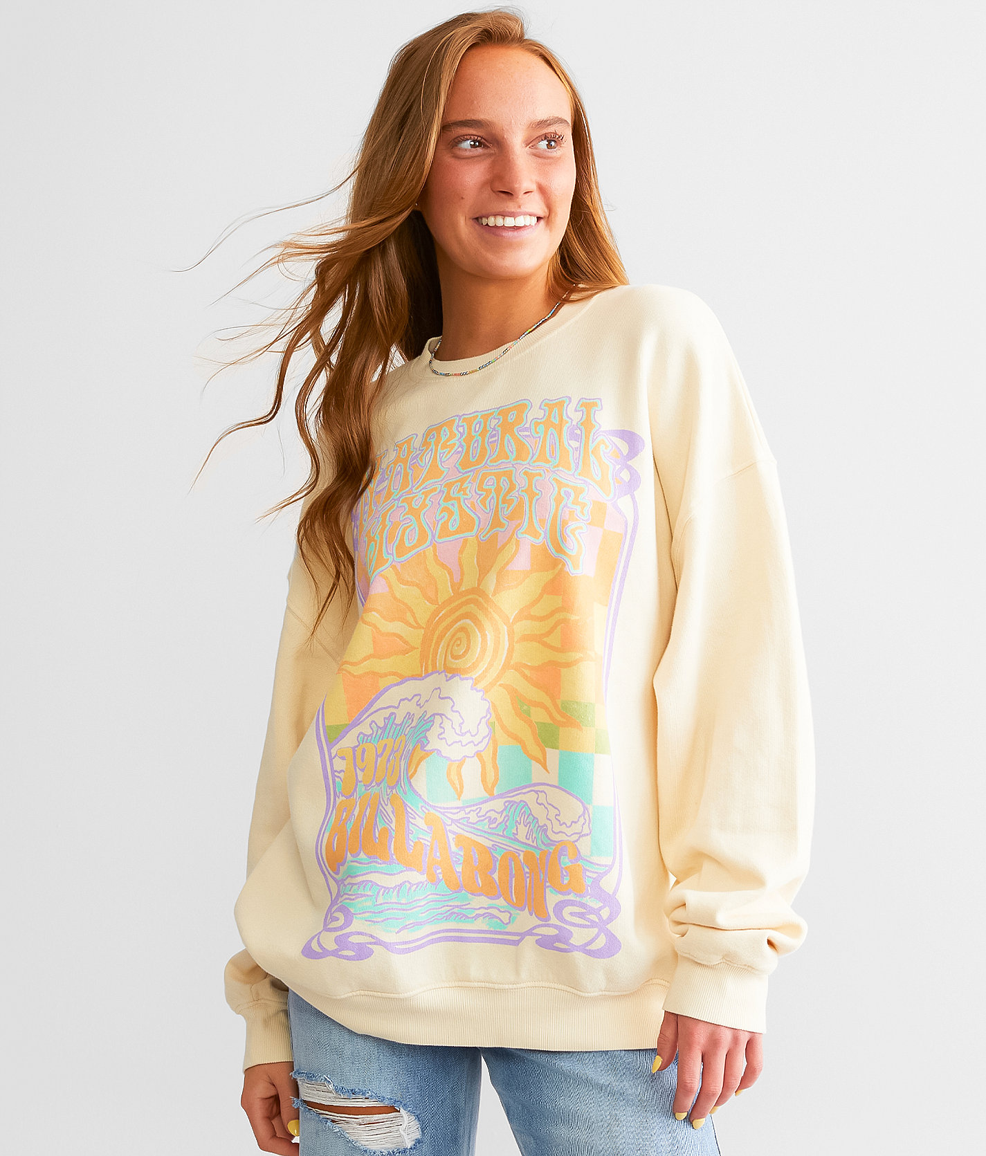 Billabong Ride In Pullover - Women's Sweatshirts in Antique White