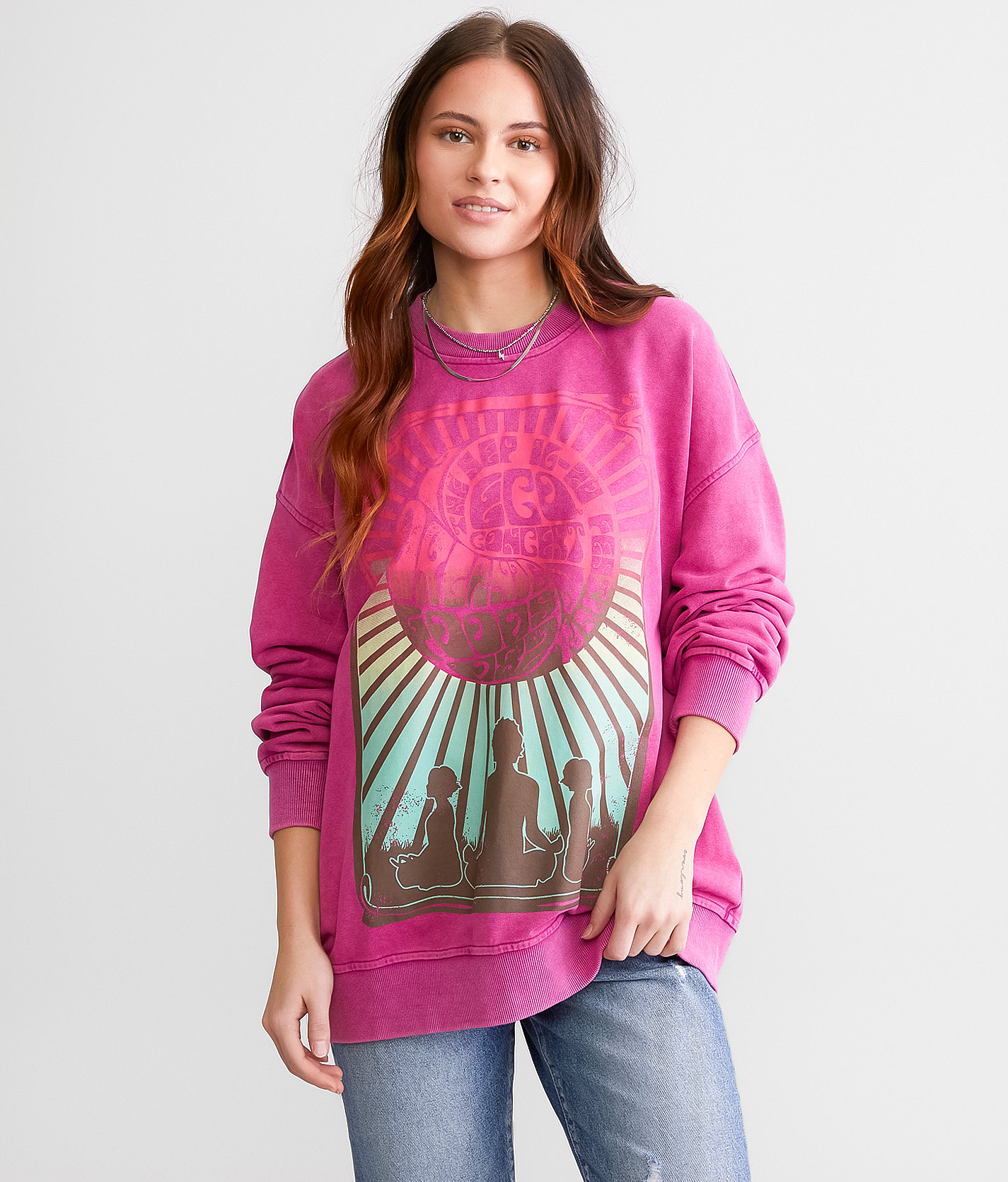 LE LIS Celestial Oversized Pullover - Women's Sweatshirts in Magenta