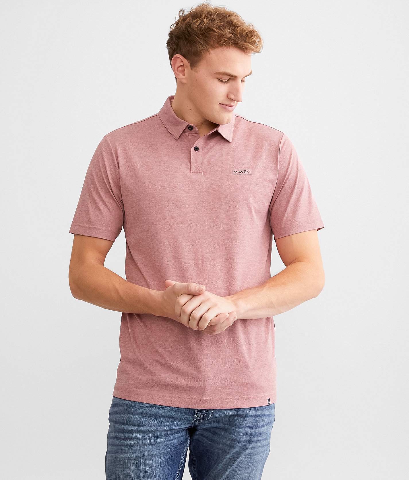 Maven Co-op Marled Performance Polo - Men's Polos in Red