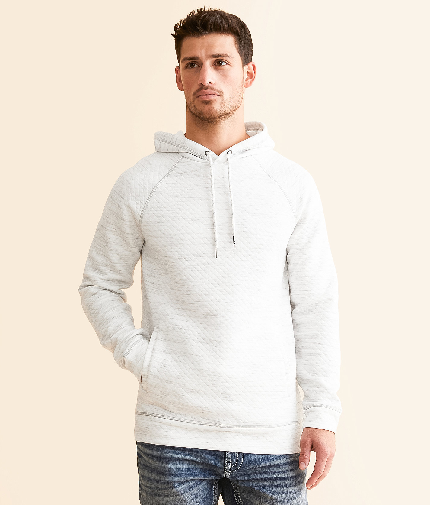 BKE Edgewood Quilted Hoodie - Men's Sweatshirts in White Alloy