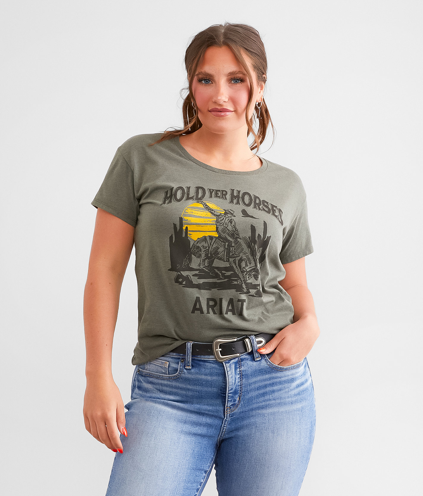 Ariat Hold Yer Horses T-Shirt - Women's T-Shirts in Green