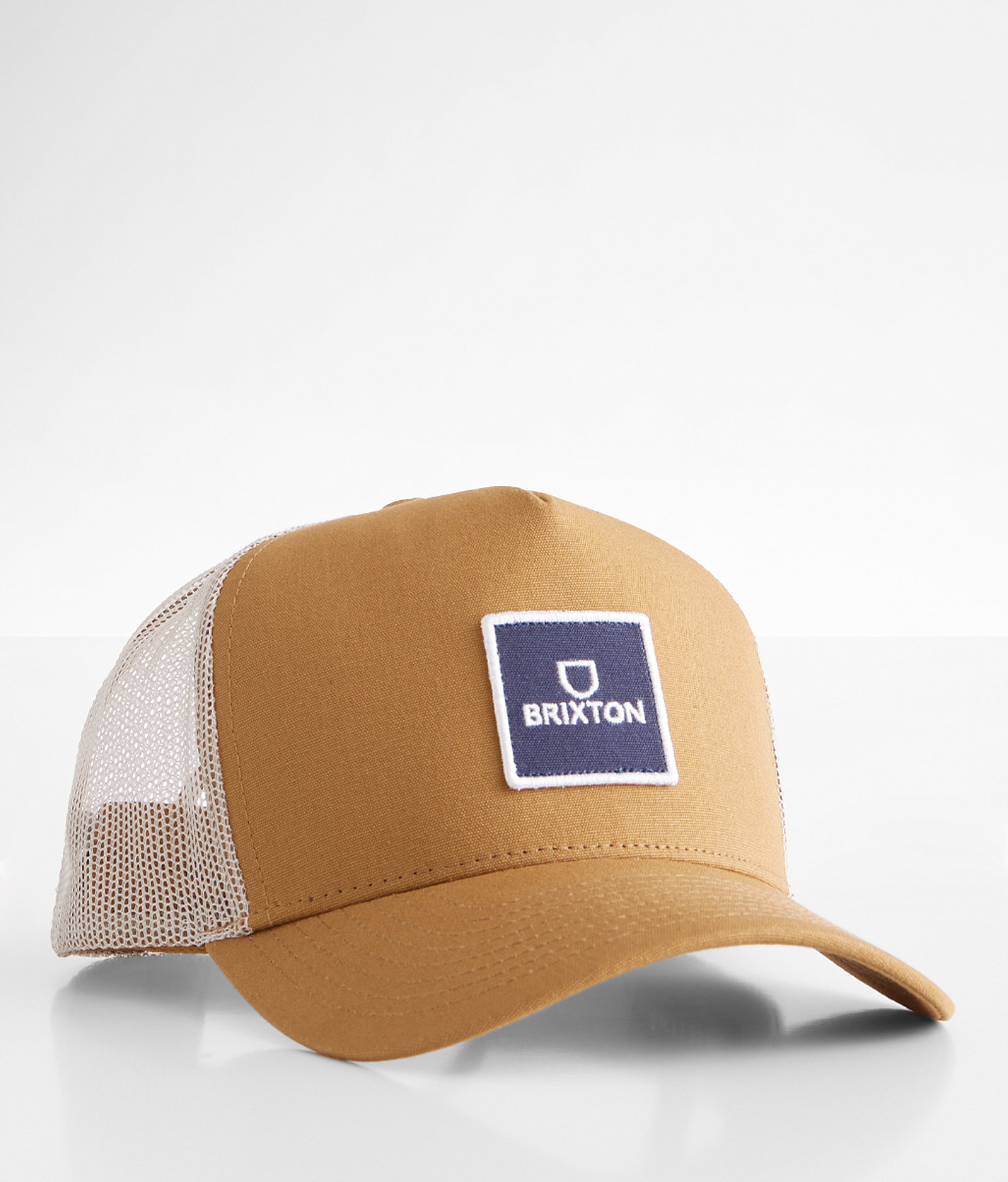 Brixton Alpha Block Trucker Hat - Men's Hats in Copper Off White