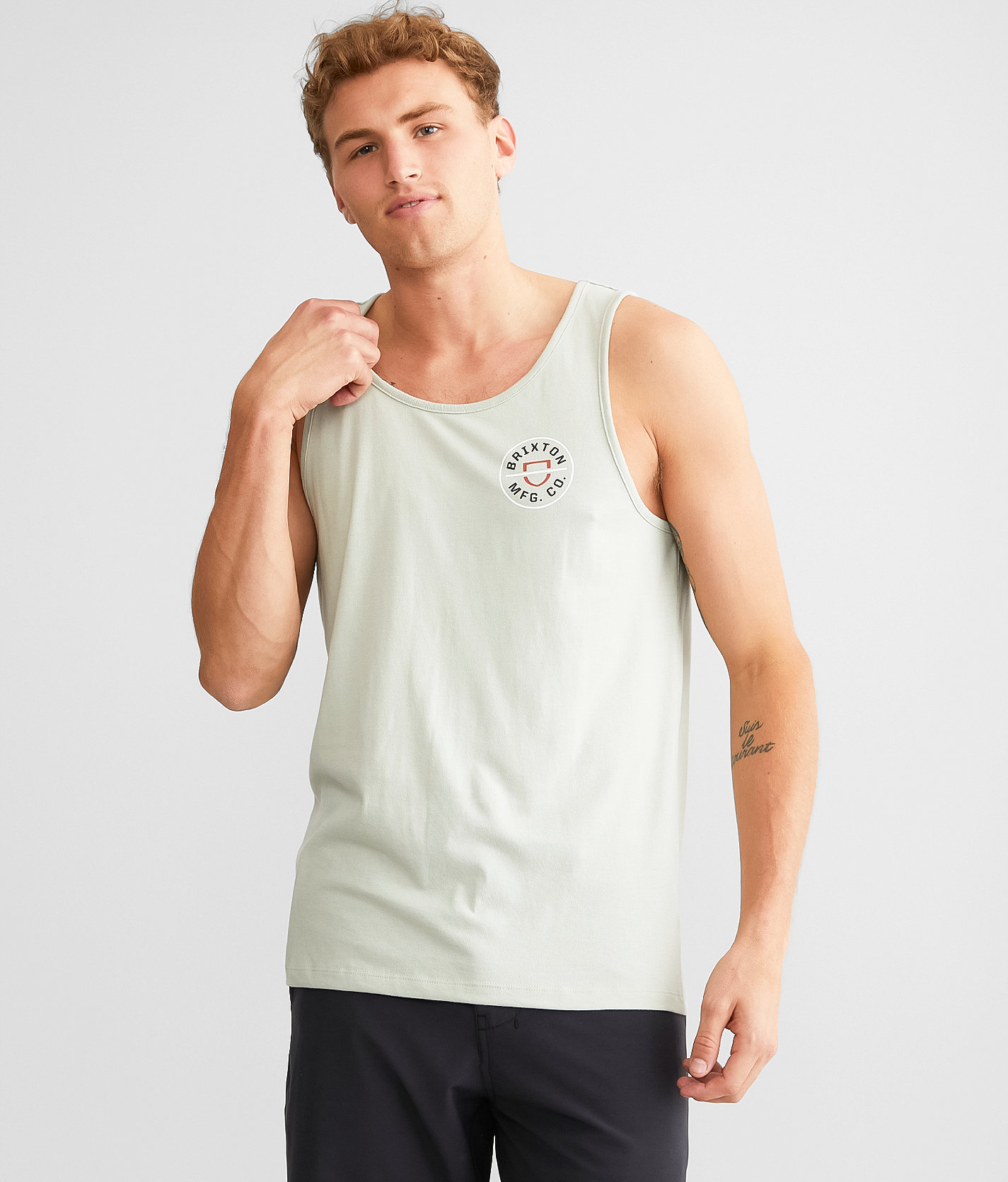 Brixton Crest Tank Top - Men's Tank Tops in Mineral Grey