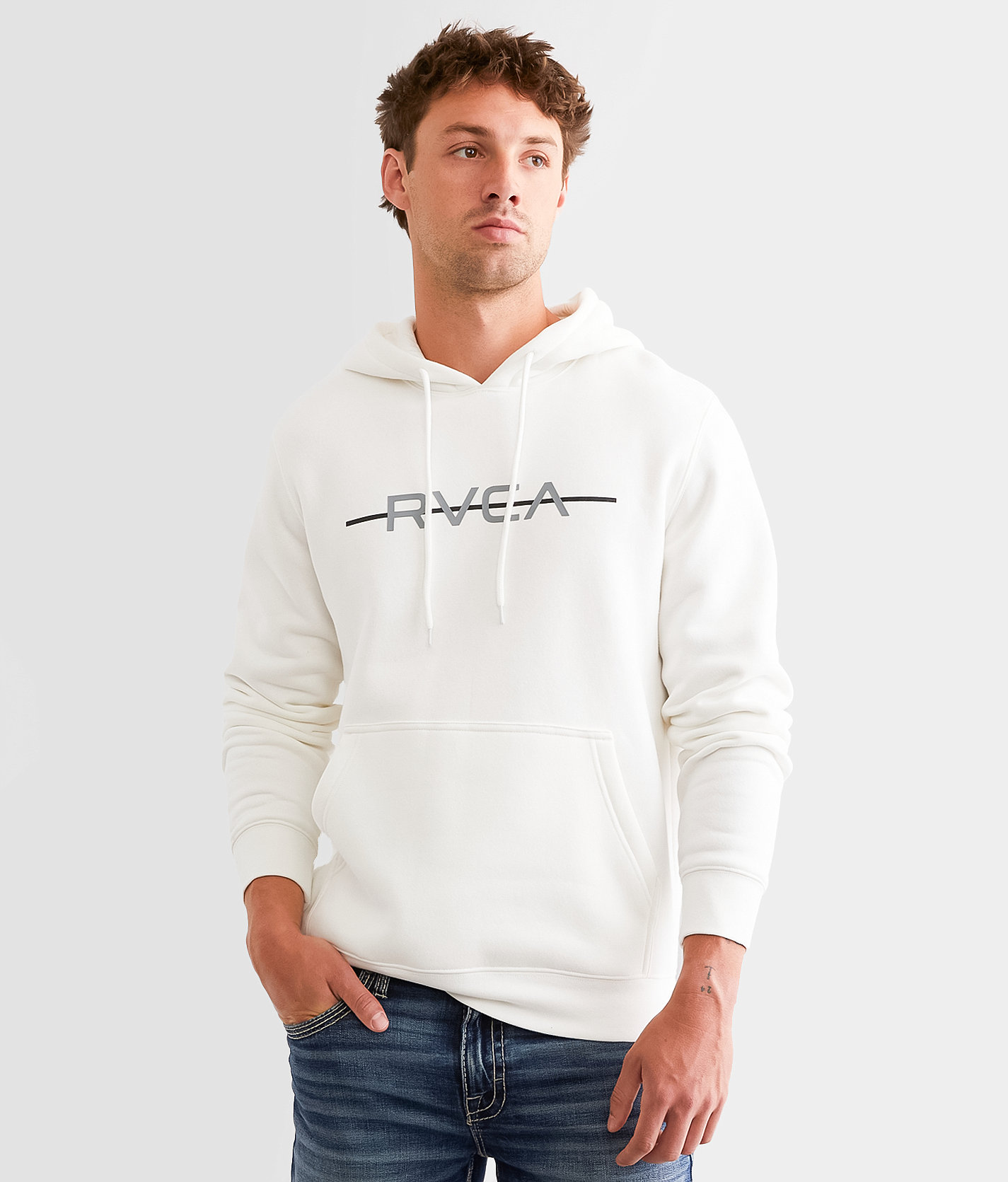 RVCA Top Bar Hooded Sweatshirt - Men's Sweatshirts in Off White