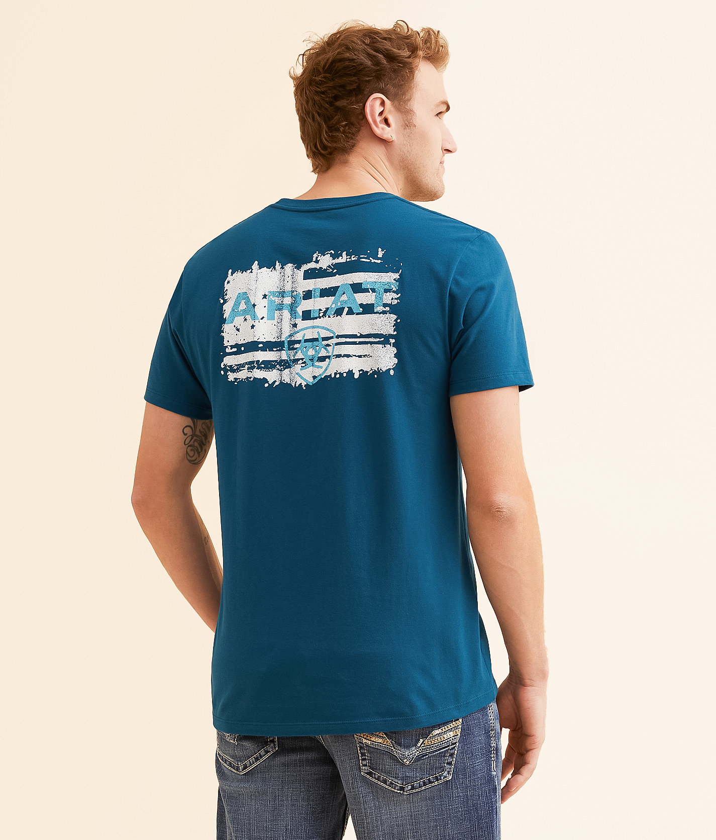 Ariat Liquid Stamp Flag T-Shirt - Men's T-Shirts in Sailor Blue