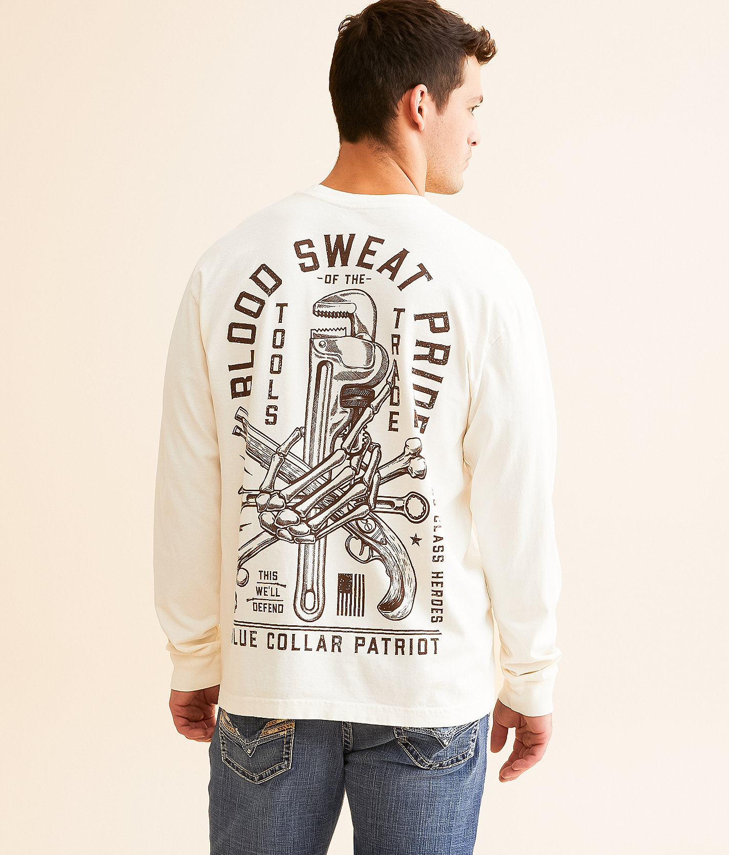 Howitzer Blood Sweat Pride Blue Collar T-Shirt - Men's T-Shirts in Antique White