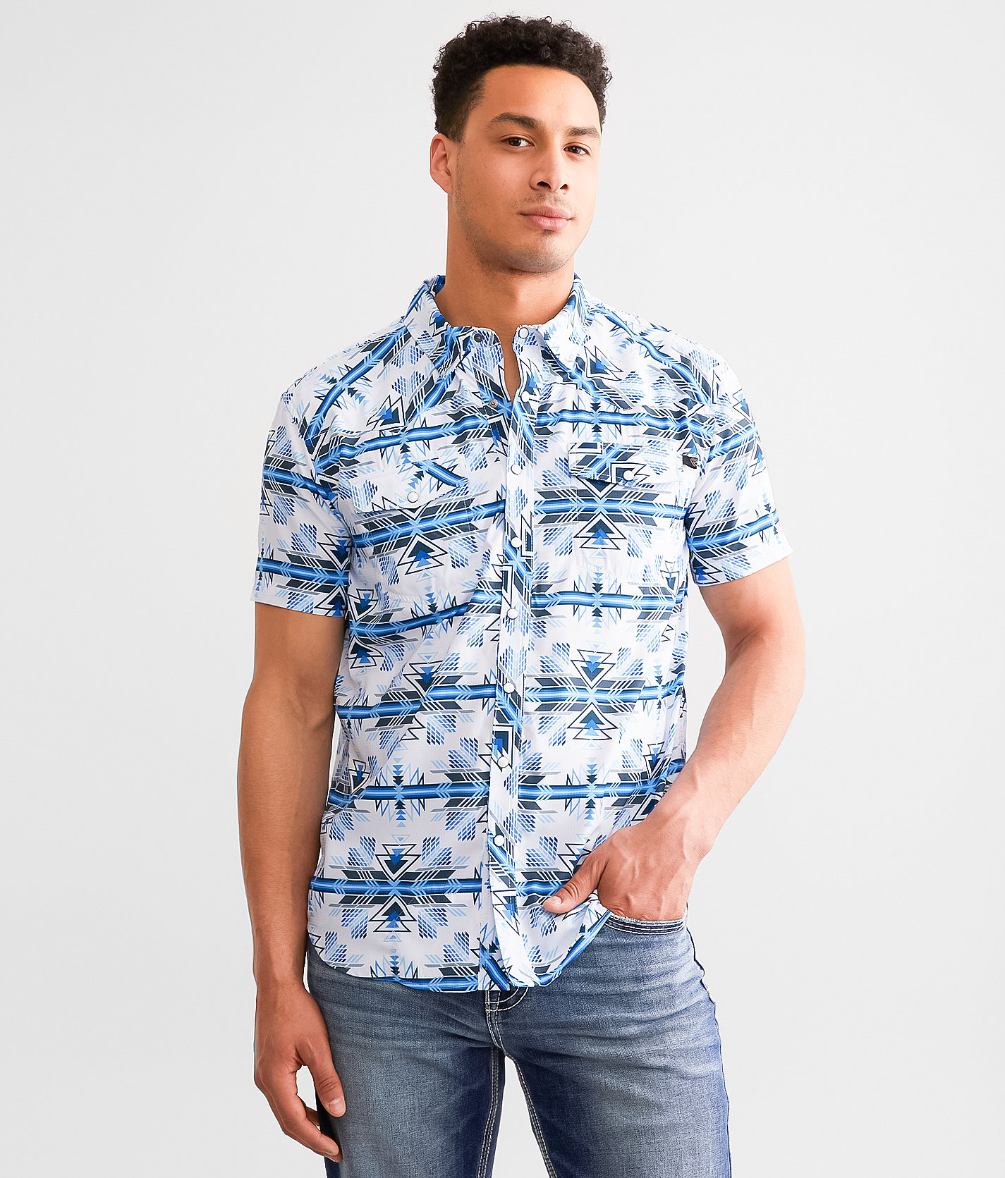 Rock & Roll Denim Tek Aztec Shirt - Men's Shirts in Blue
