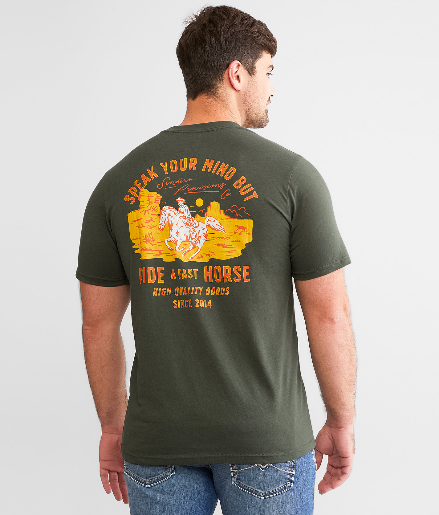 Sendero Provisions Co. Fast Horse T-Shirt - Men's T-Shirts in Military Green