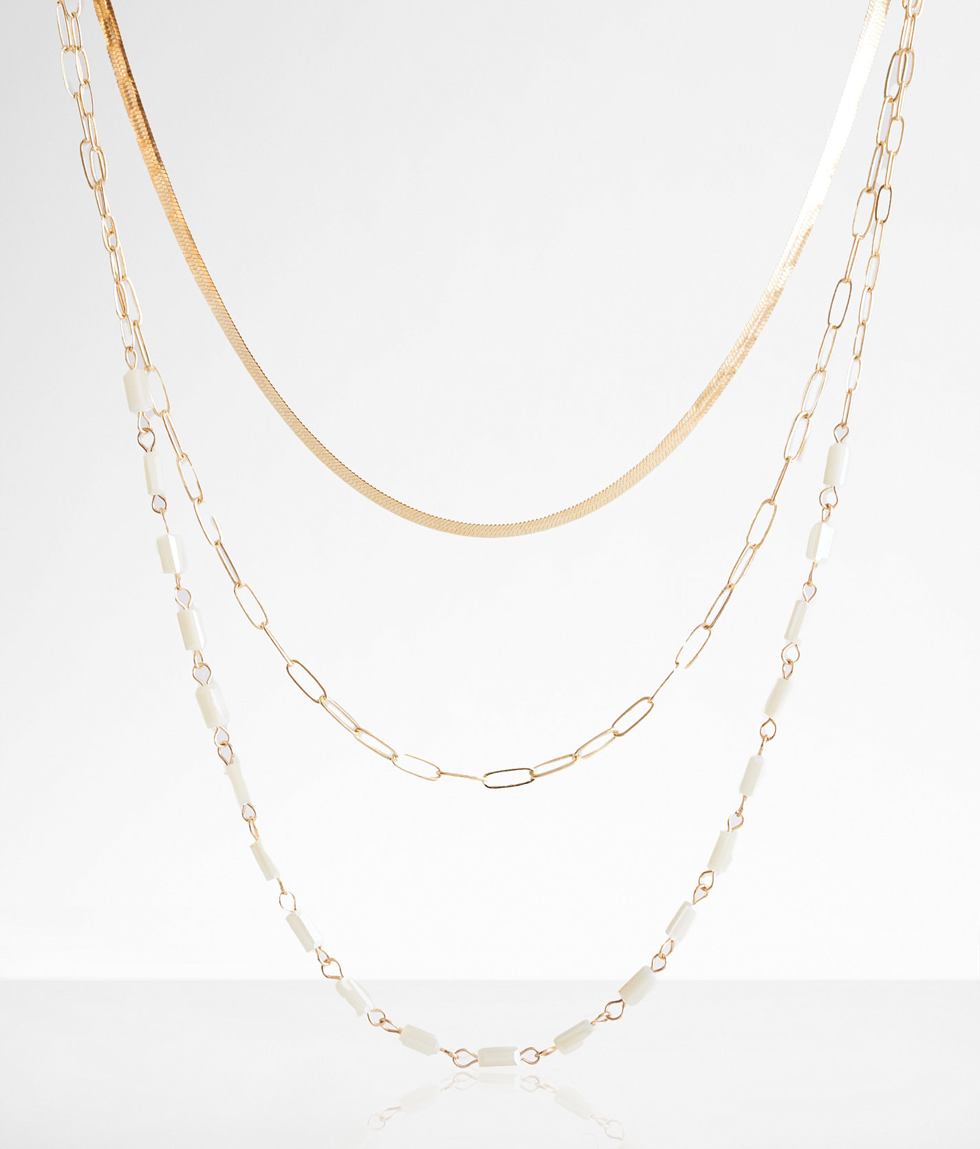boutique by BKE Triple Tiered Necklace - Women's Jewelry in Gold