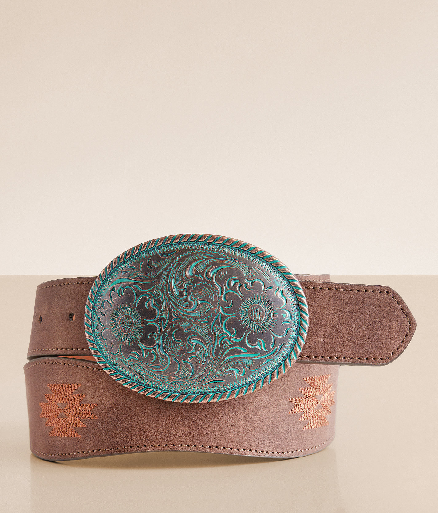 BKE Western Embroidered Wave Belt - Women's Belts in Brown