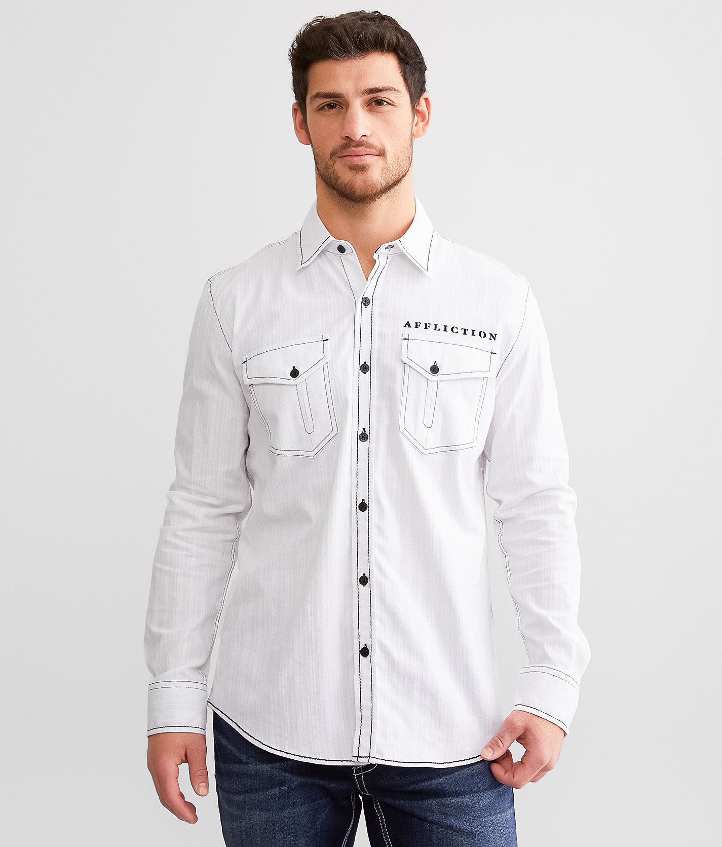 Affliction Ethereal Stretch Shirt - Men's Shirts in White