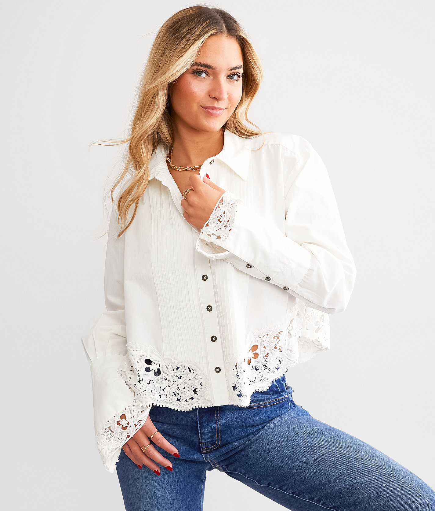 Free People Hooked On You Shirt - Women's Shirts & Blouses in Marshmallow